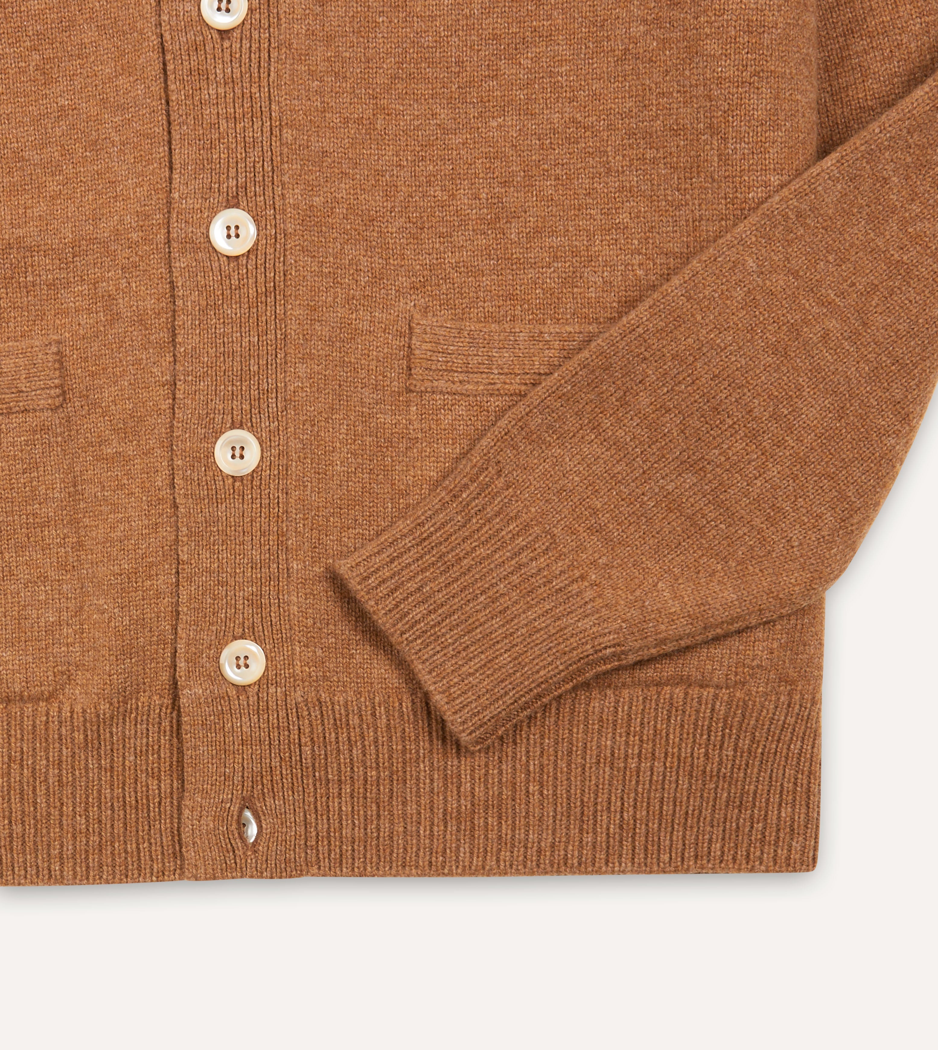 Brown Lambswool 6 Button Cardigan – Drakes US