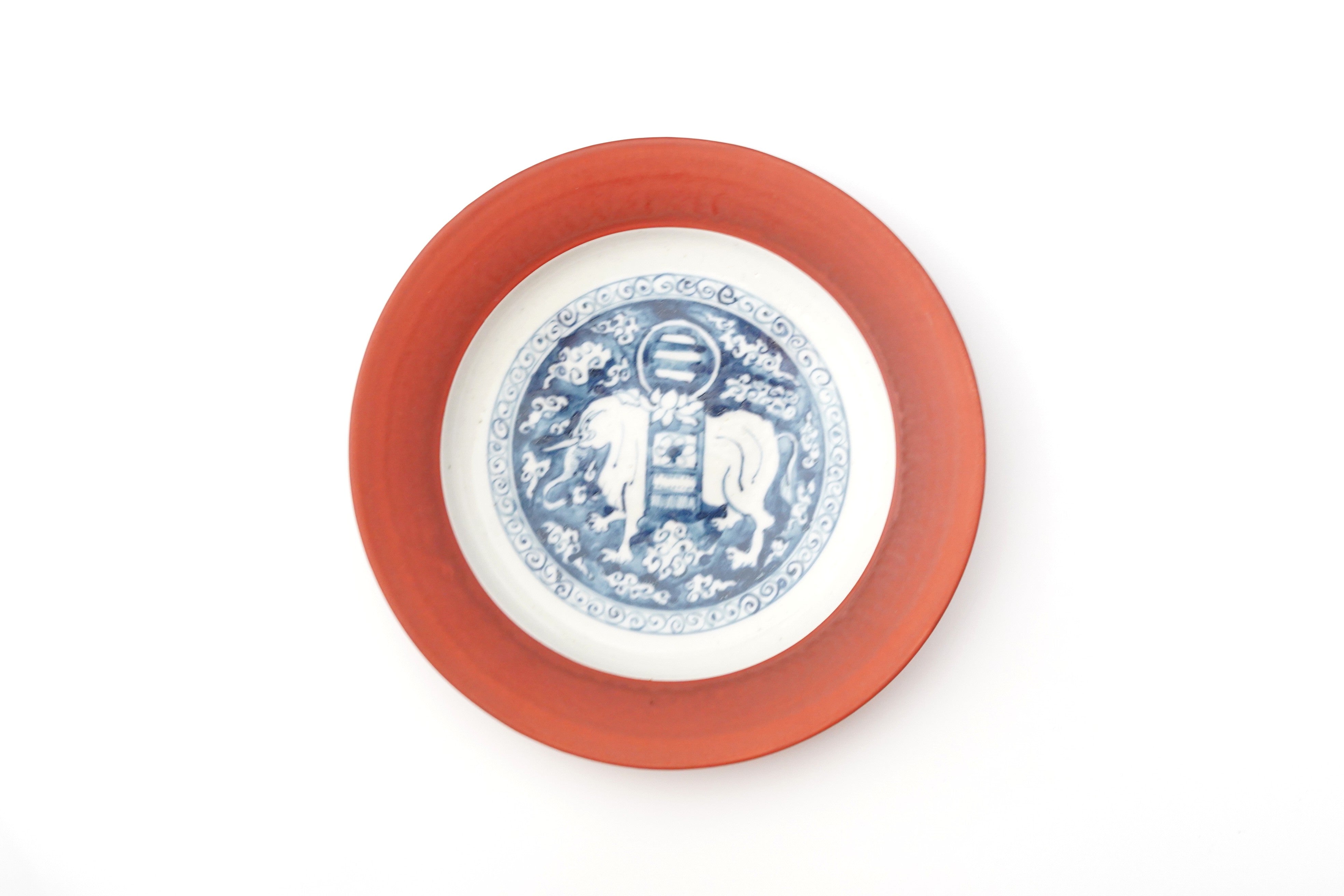 廣野俊彦】染付象絵渕呉須赤皿 – うつわ御結