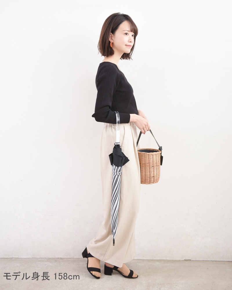 Mサイズ / 白黒ストライプ | 完全遮光日傘｜サンバリア100