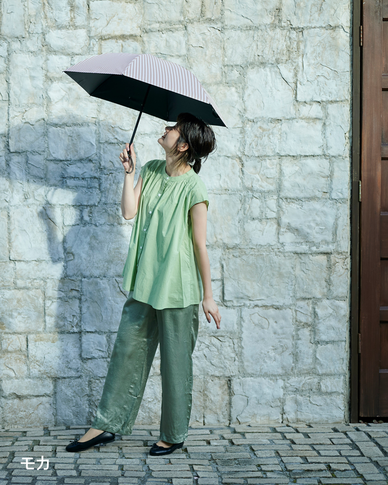 2段折 コンパクト / ストライプ | 完全遮光日傘｜サンバリア100