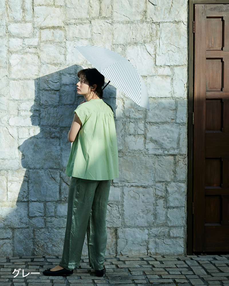 2段折 コンパクト / ストライプ | 完全遮光日傘｜サンバリア100