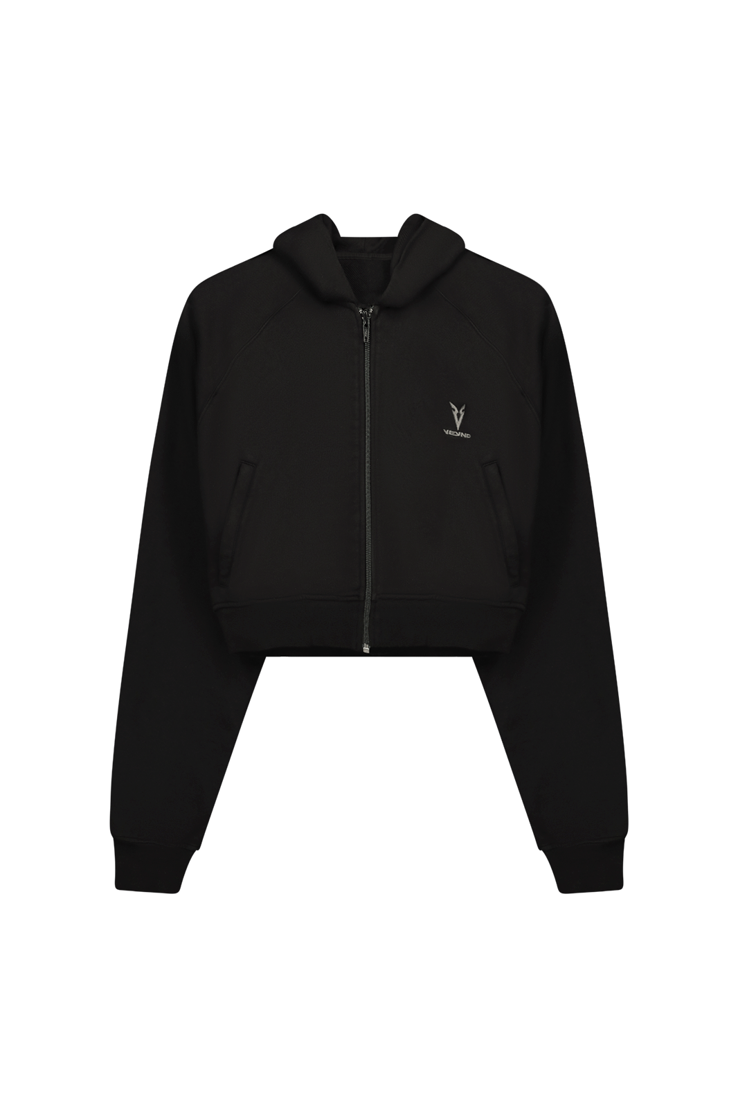 WOMEN'S BOXY ZIP HOODIE - Black | VEYND