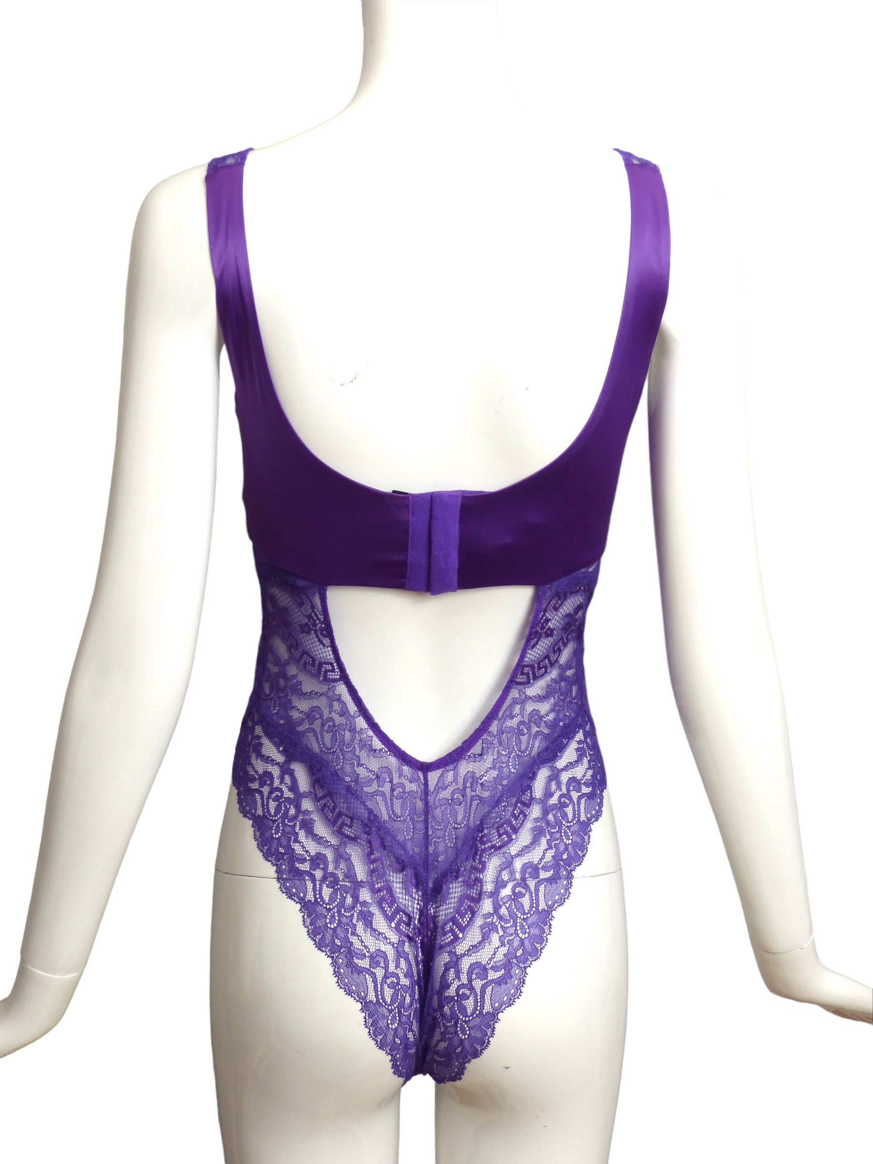 VERSACE- NWT 2023 Purple Satin & Lace Bodysuit, Size 2C – MARTINI