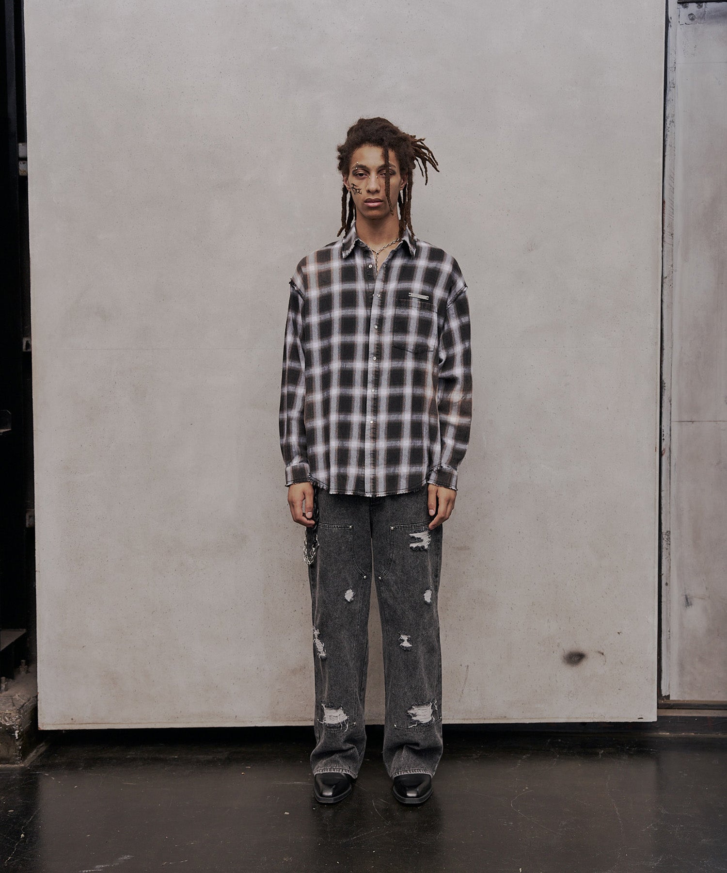 Long Sleeve Check Shirt(Chacoal) – VI E DIT