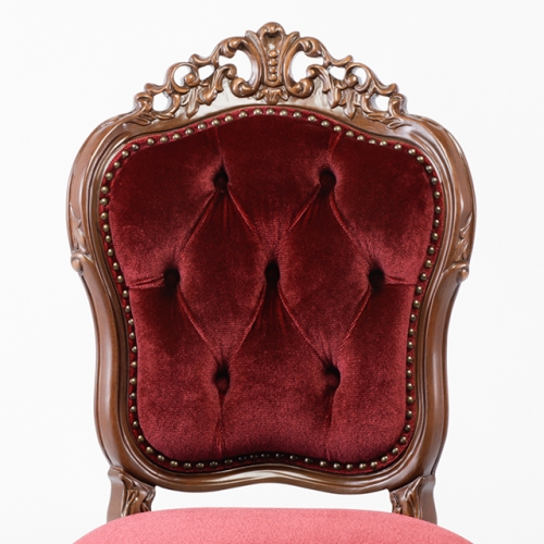 ロココ調 チェア ダイニングチェア ブラウンxレッドベルベット 6095