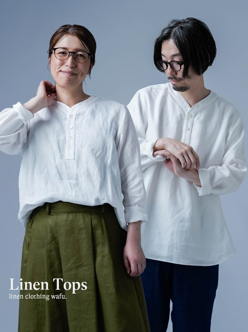 リネントップス】快適さ無制限 スリーピングシャツ ／ 白色 t030c-wht1