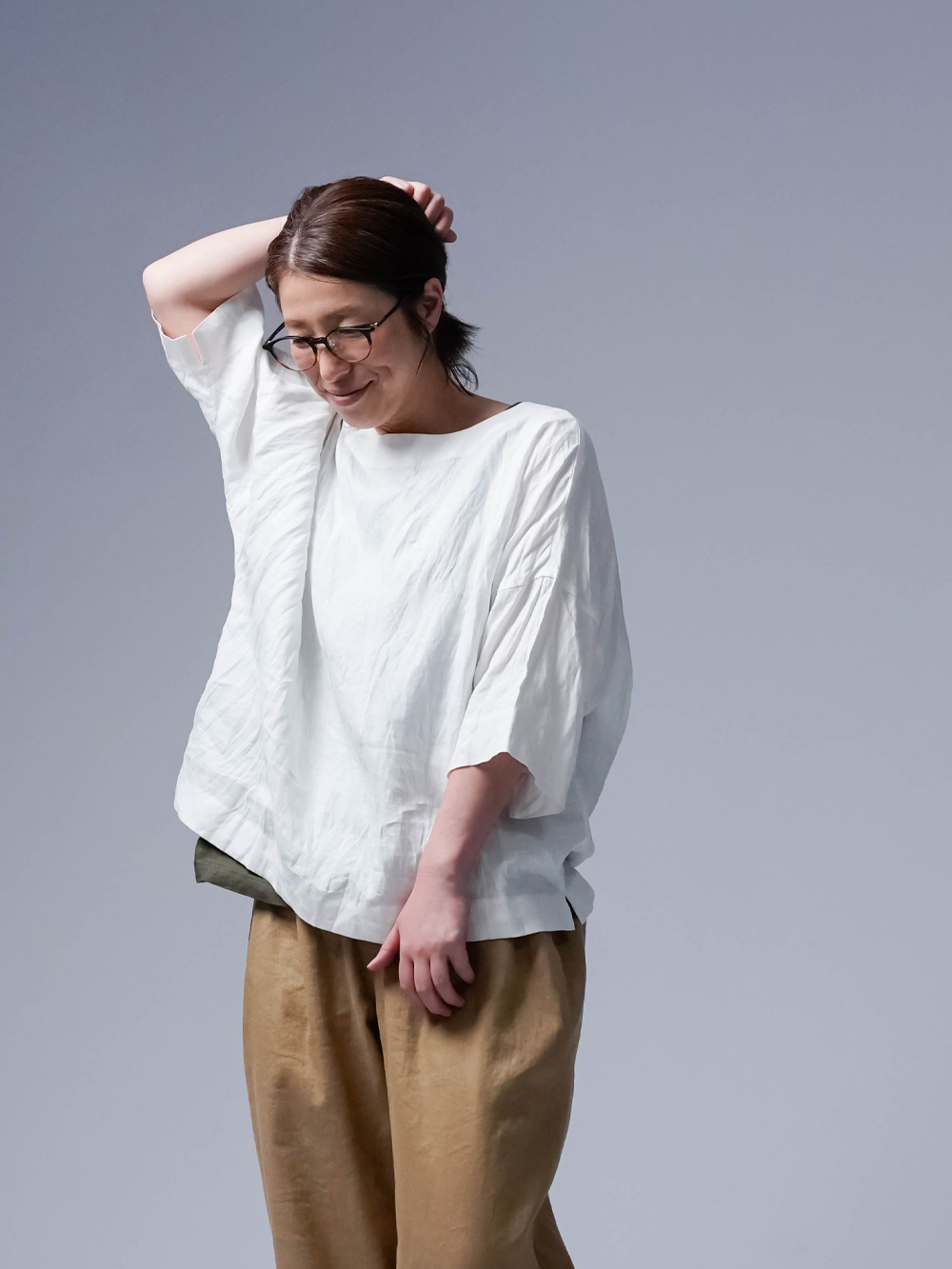 入門編】これ待ってました! 素肌に即戦力 リネントップス/ 白色 t041m-wht1