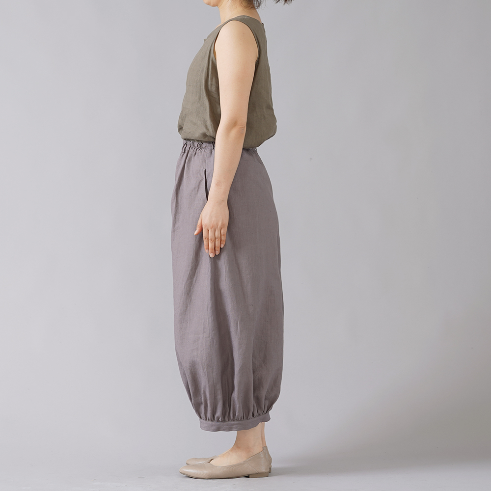 リネンパンツ】アラジン ボールパンツ 超高密度リネン /茶鼠 b005j-cnz1