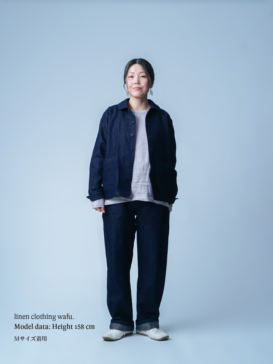 リネンパンツ】全て日本で作る リネンデニム ワイドイージーパンツ