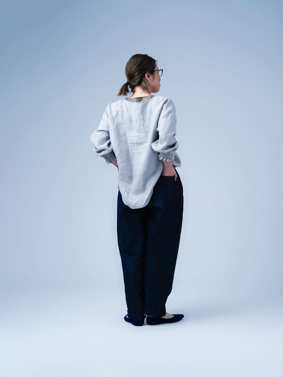 リネンデニムパンツ】時間を忘れる心地よさ 男女兼用タックパンツ