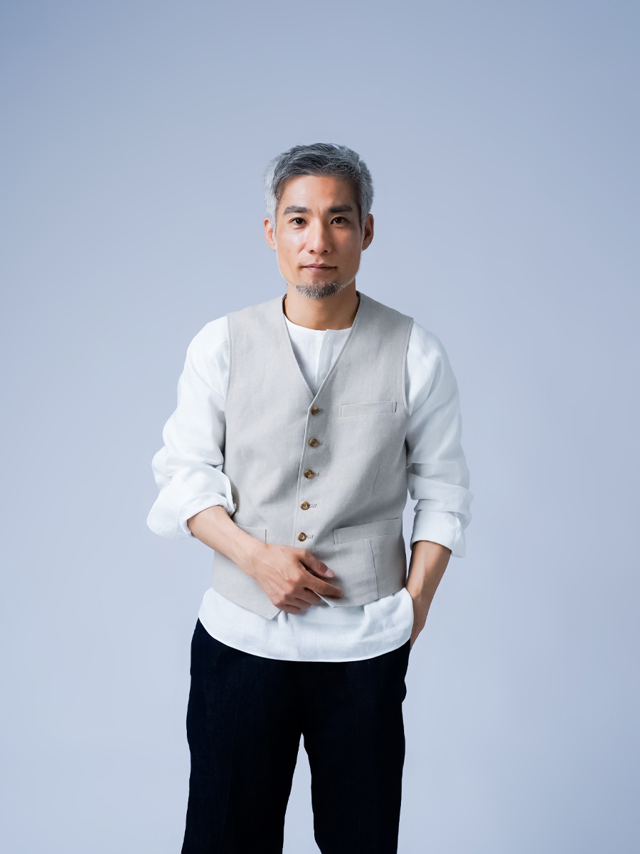 リネンベスト】洗練された極上の1着 ／ 亜麻ナチュラル h012v-amn3