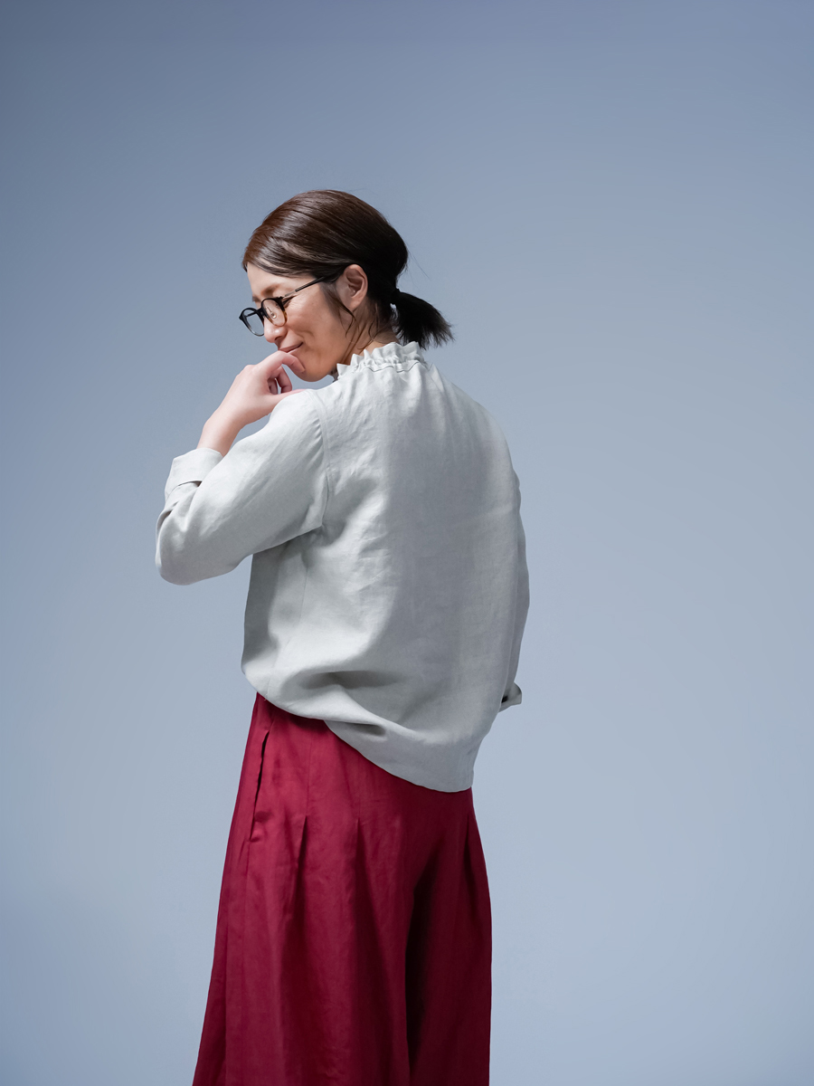 リネントップス】プレミアムリネン タートル トップス 薄地