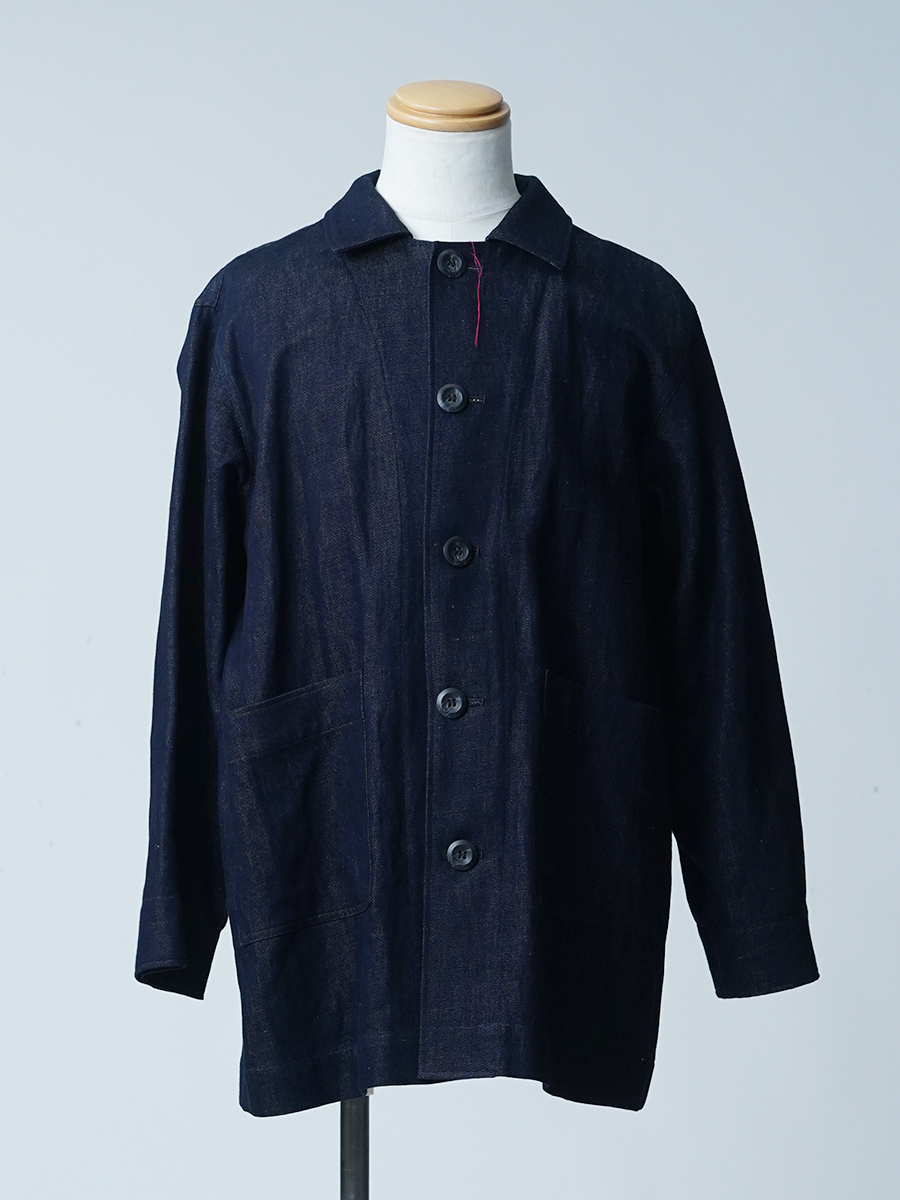 訳あり作品/Mサイズ】リネンデニム カバーオール / ダークインディゴ
