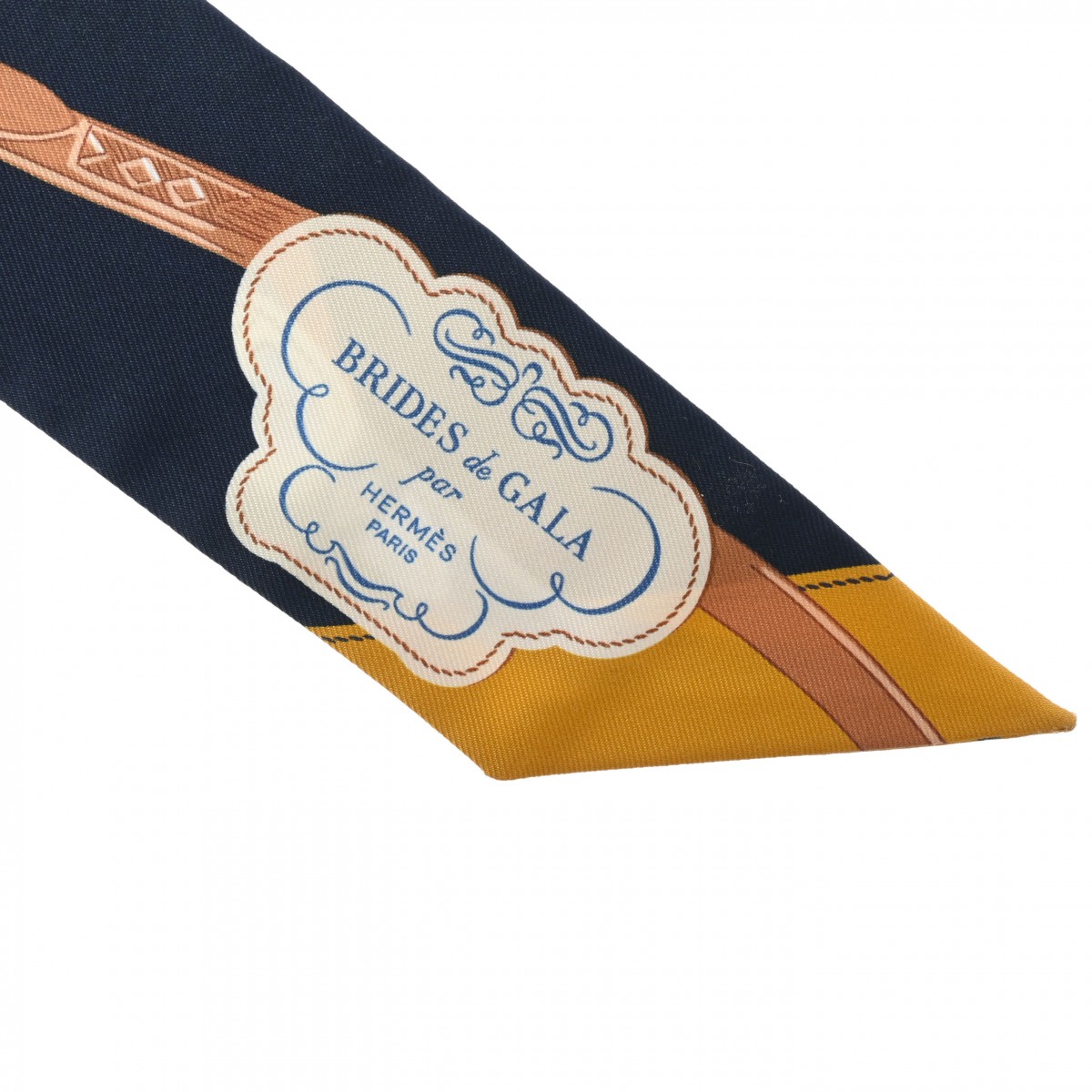 エルメス ツイリー BRIDES DE GALA ネイビー シルク100％ レディース