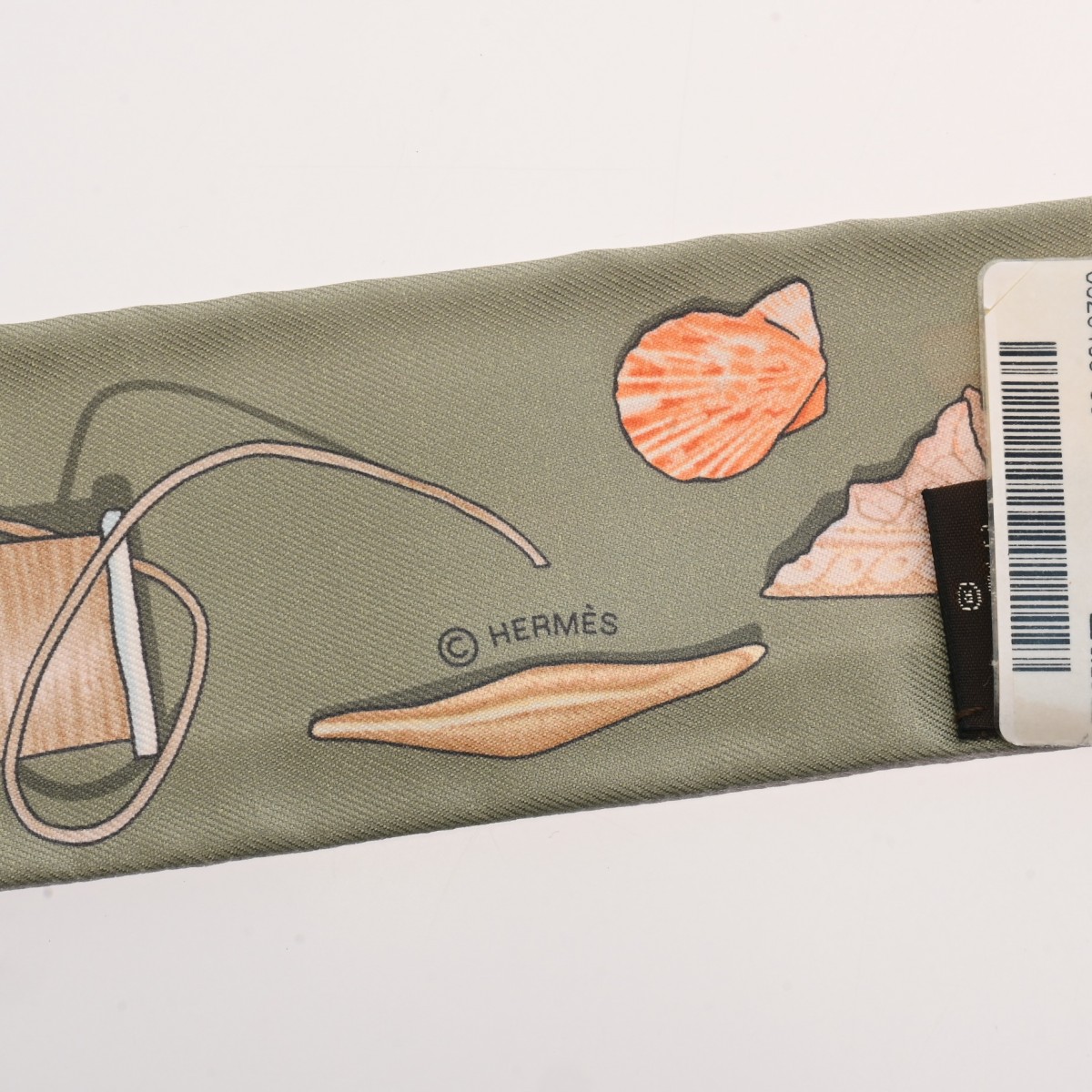 エルメス ツイリー IN THE POCKET グレー/カーキ/マルチカラー シルク