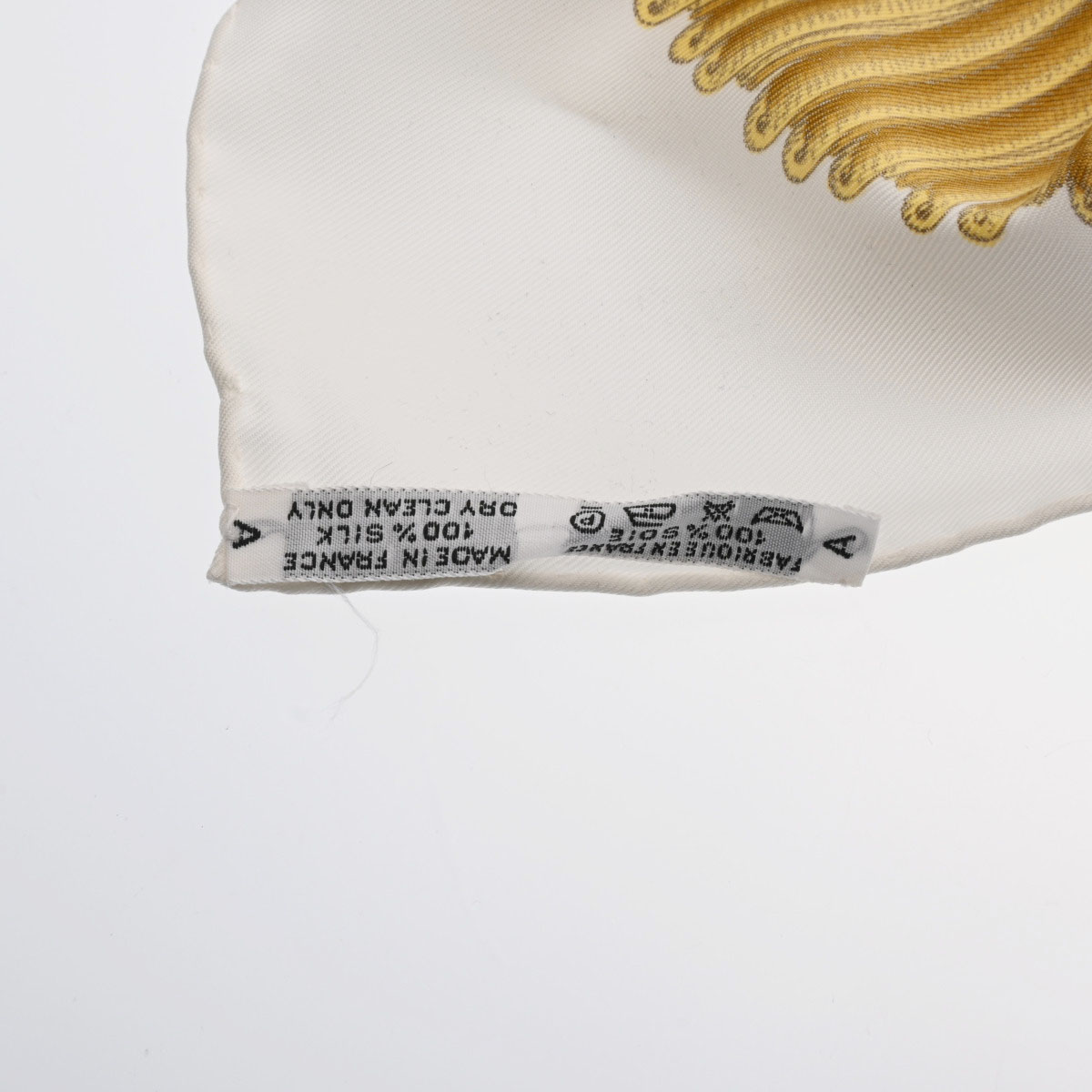 エルメス カレ 90 POSTE ET CAVALERIE ホワイト/ゴールド シルク100