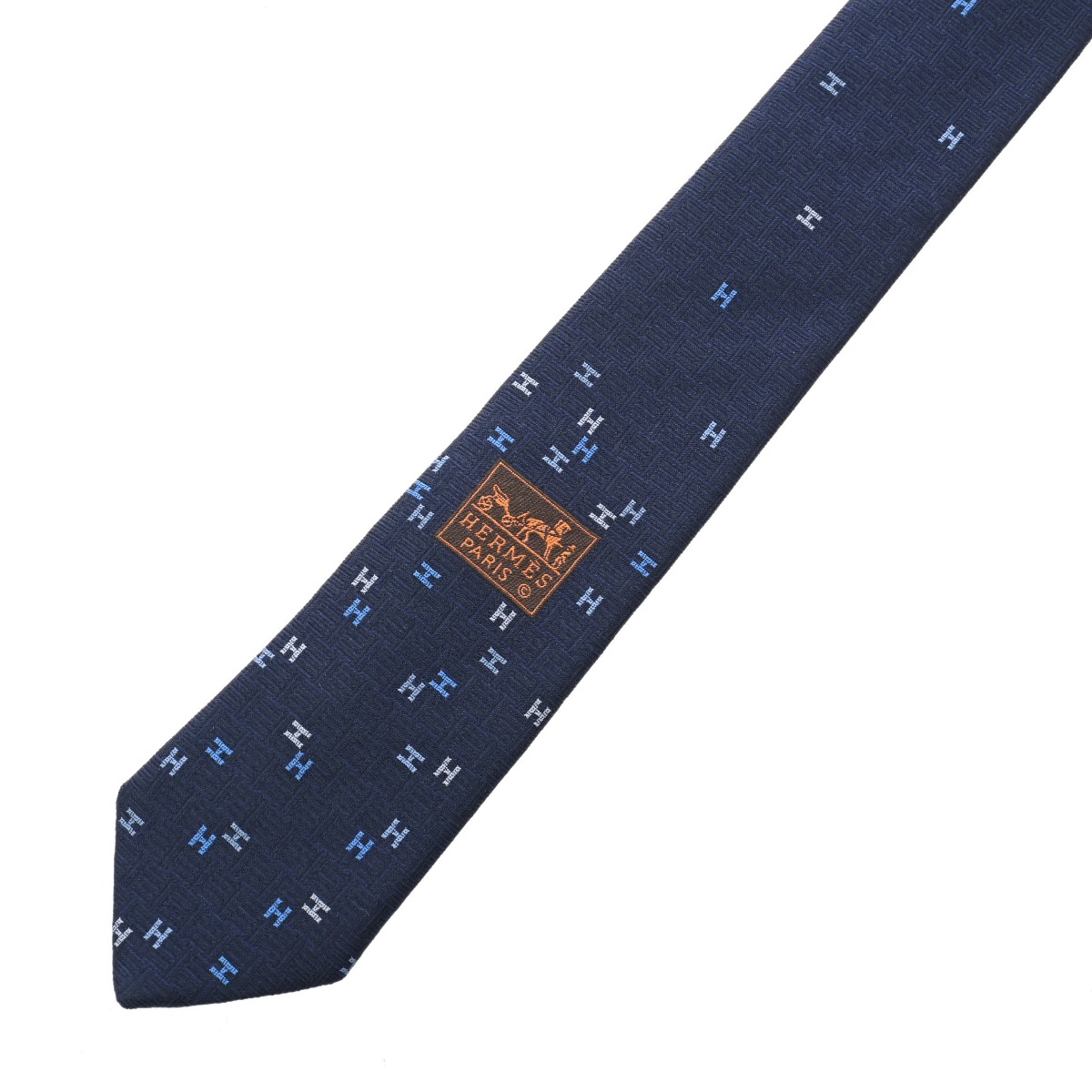 エルメス シルクタイ 7cm スプレッドH マリン/ブルーロワイヤル/シエル