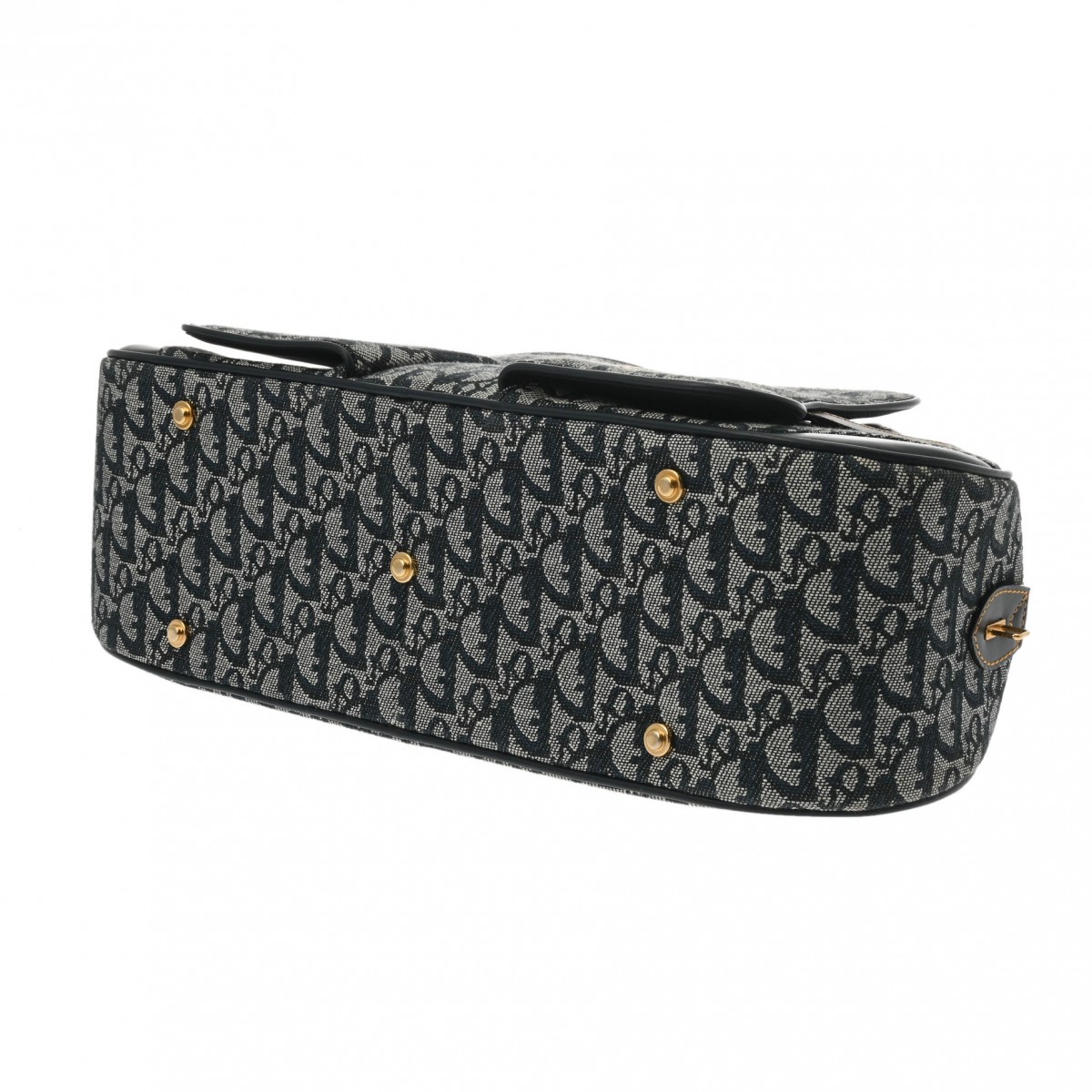 ディオール ダブルサドルバッグ トロッター柄 ネイビー/ゴールド金具