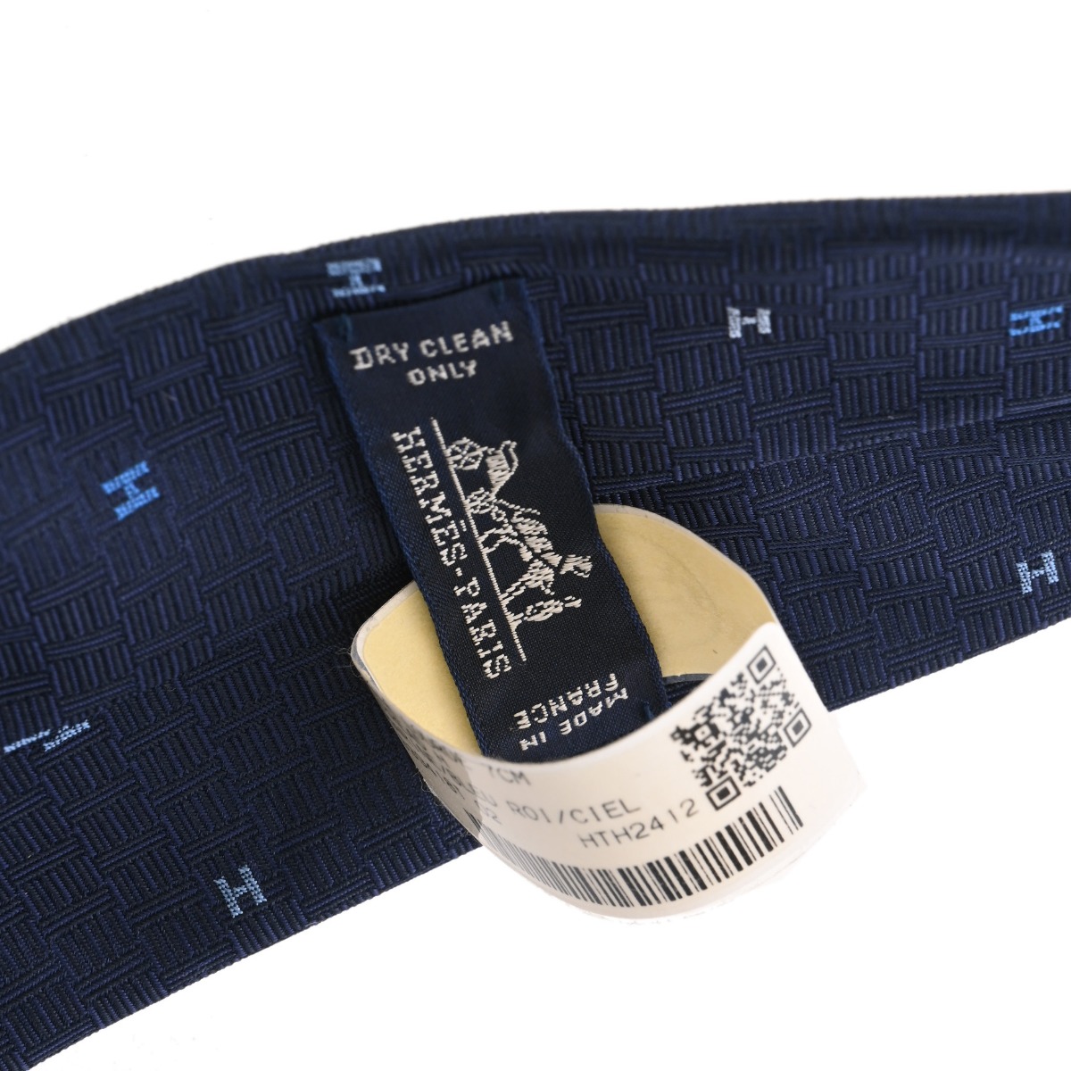 エルメス シルクタイ 7cm スプレッドH マリン/ブルーロワイヤル/シエル