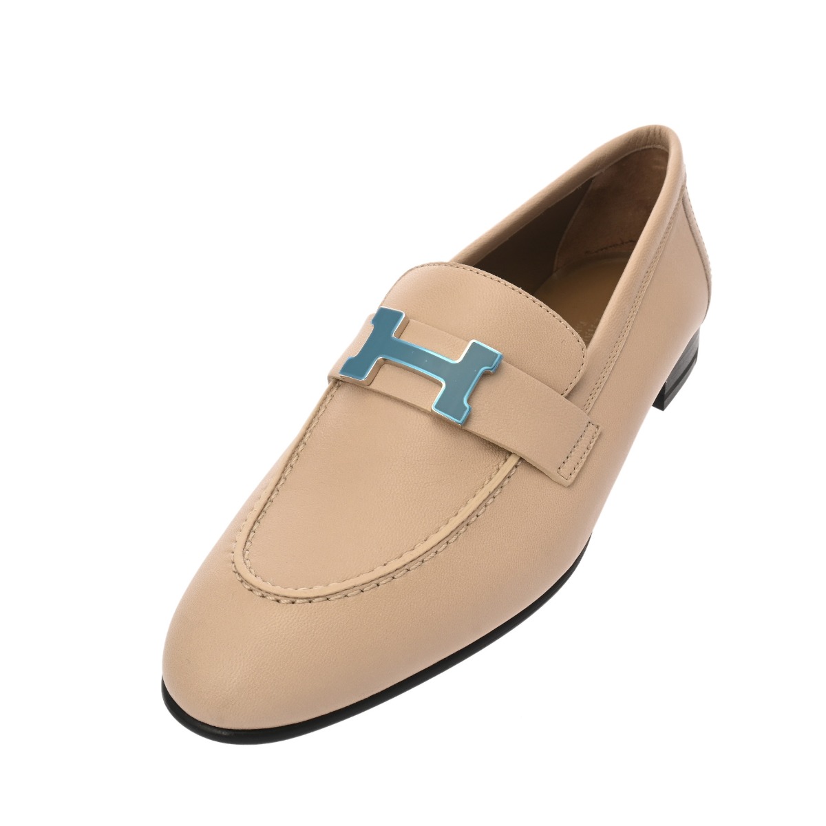 エルメス モカシン パリ 36.5(23.5cm) ベージュ/シルバー金具 カーフ