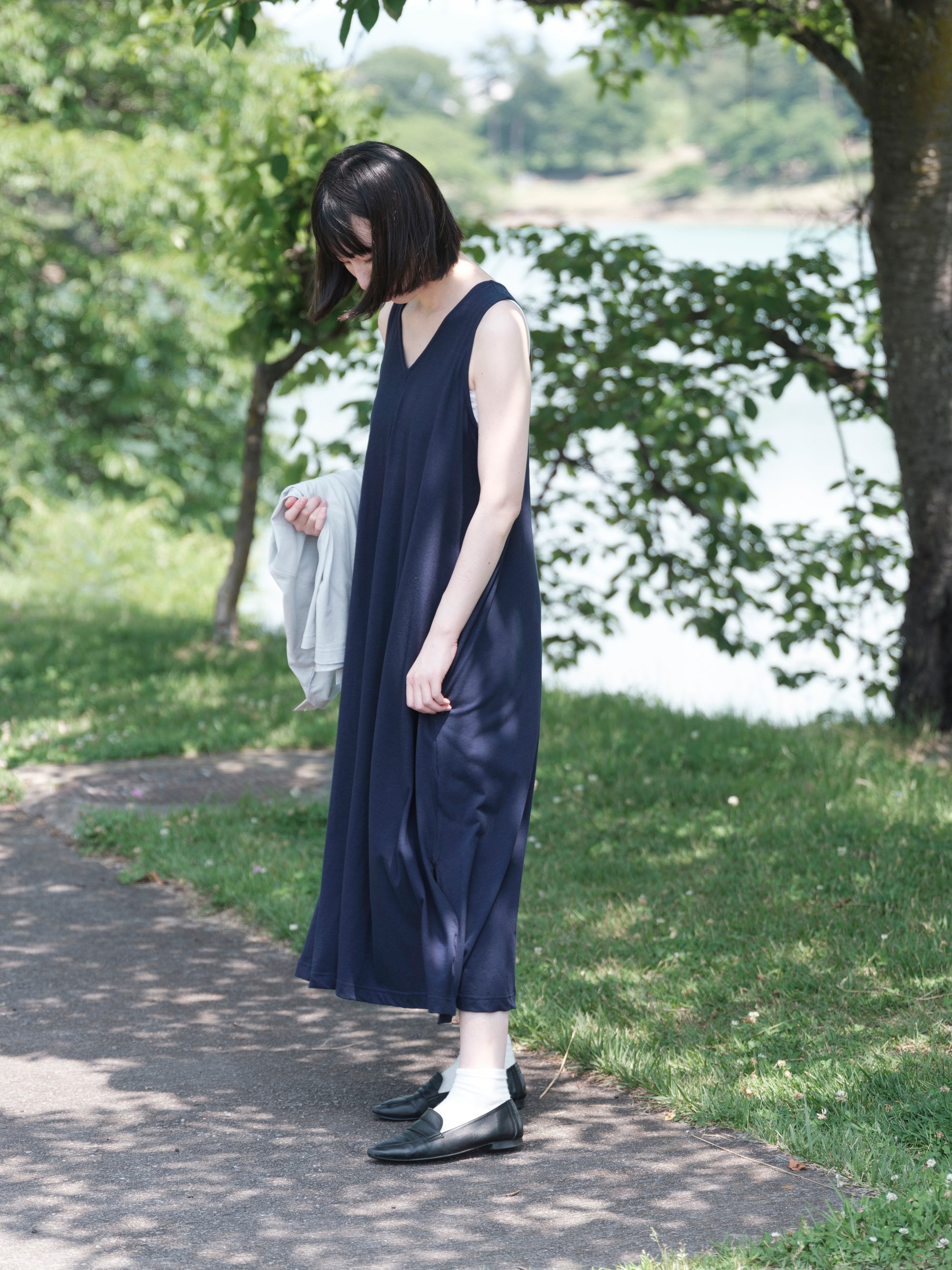 強撚糸アルティメイトピマ ノースリーブワンピース｜yohaku