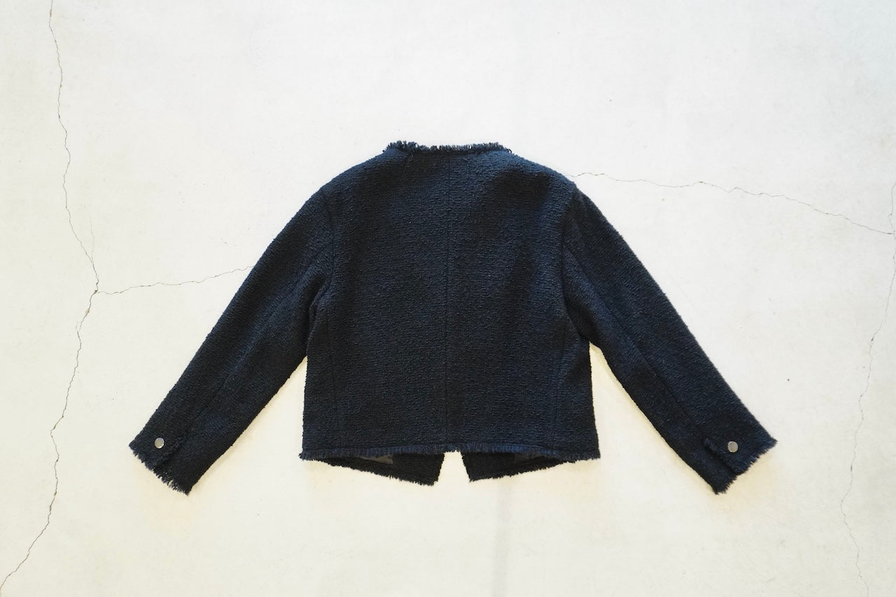 美品▲定価6.4万円▲yleveイレーヴ //ツイードジャケット 黒 MORE SALE! <40%OFF> YLEVE (WOMEN'S) / TWEED COLLARLESS