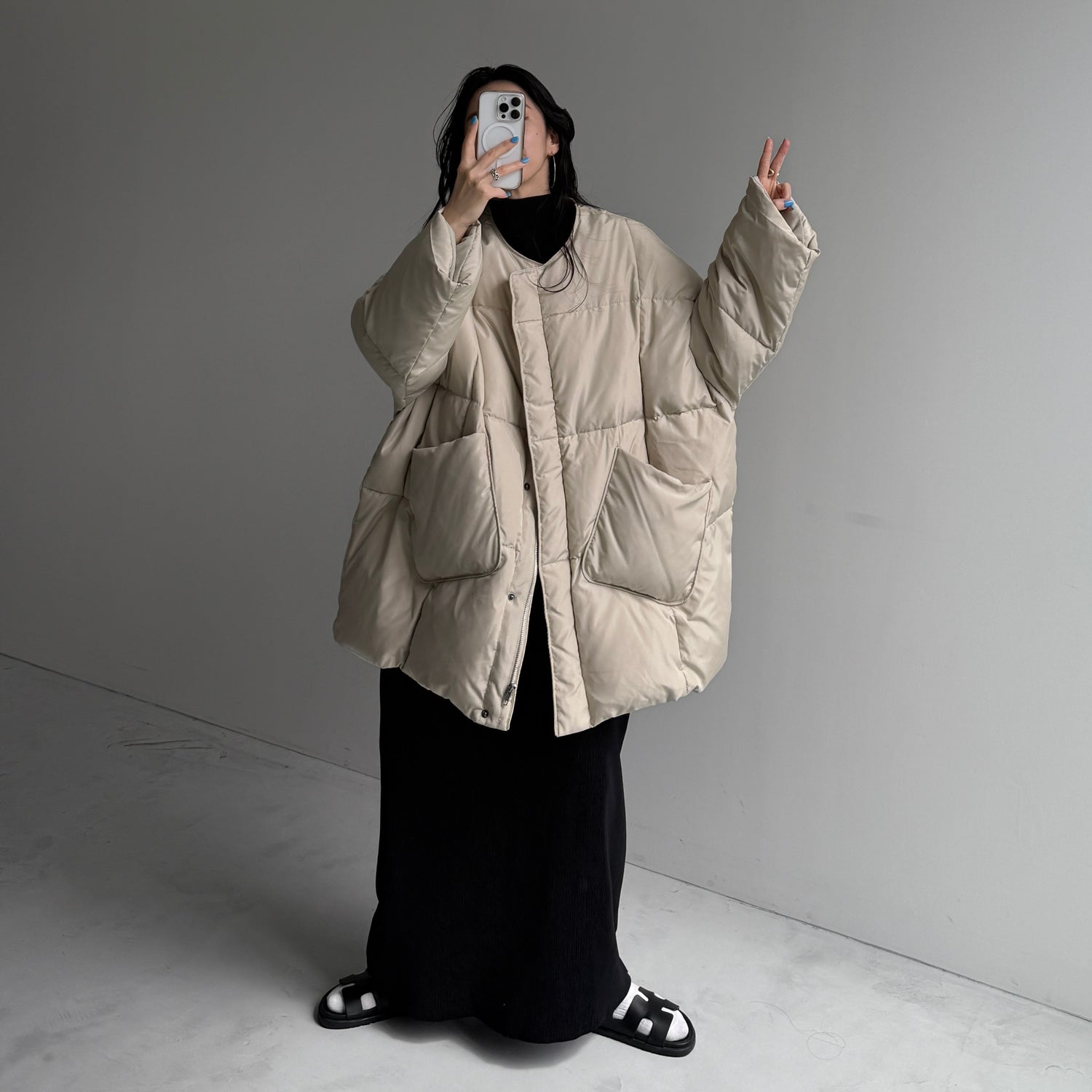 選べるポケット】perfect silhouette down / beige （パーフェクト