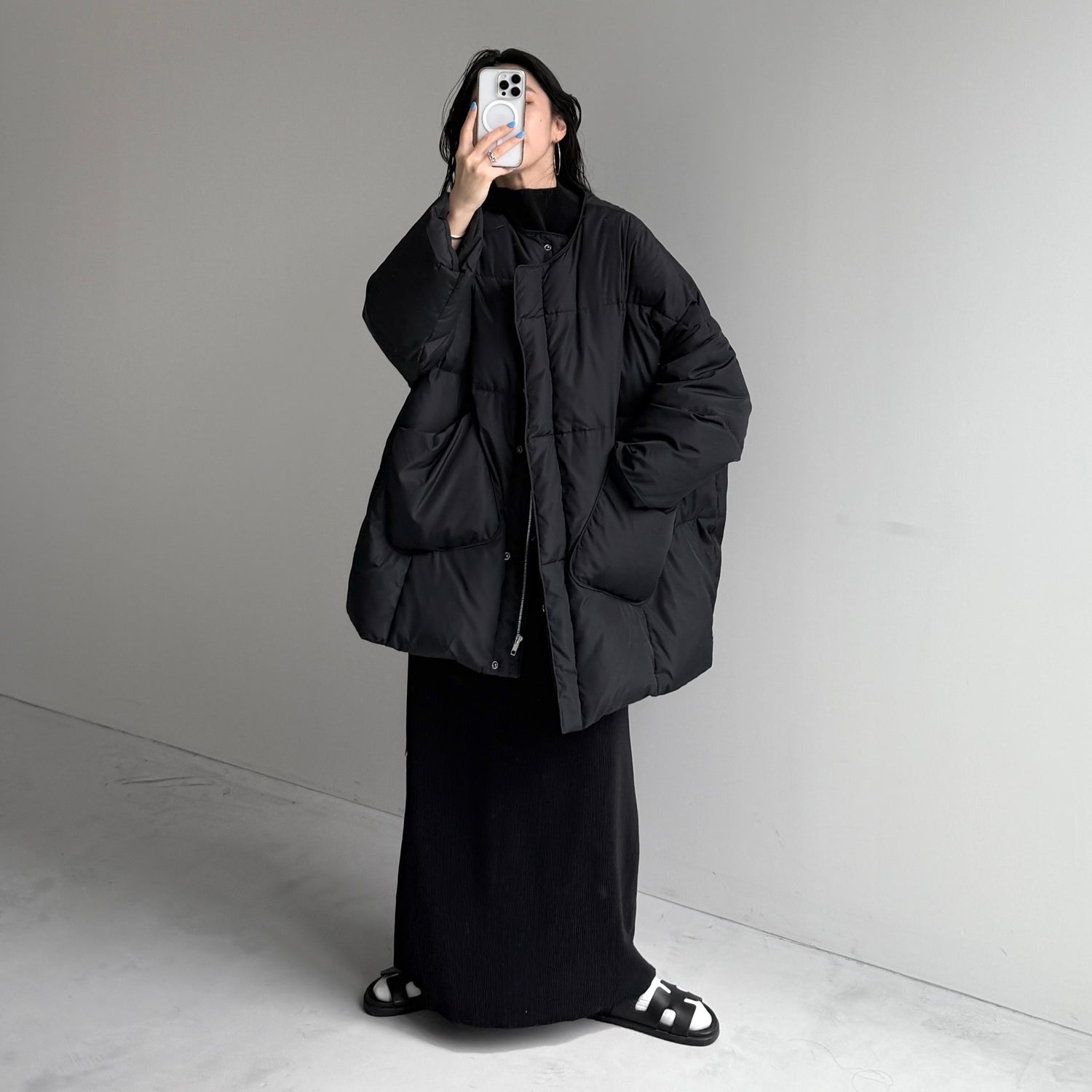 選べるポケット】perfect silhouette down / black （パーフェクト