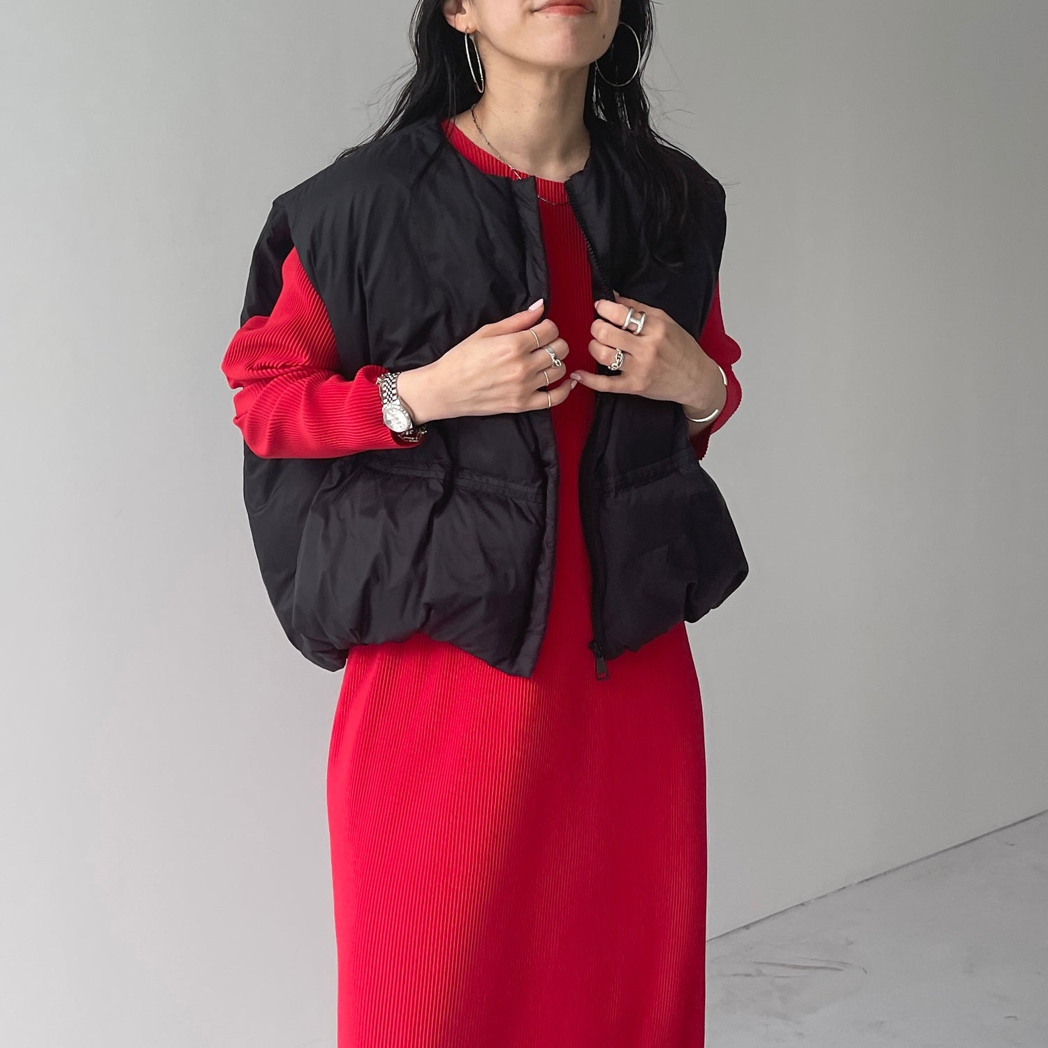 egg down vest / black （パーフェクトシルエットダウンコート