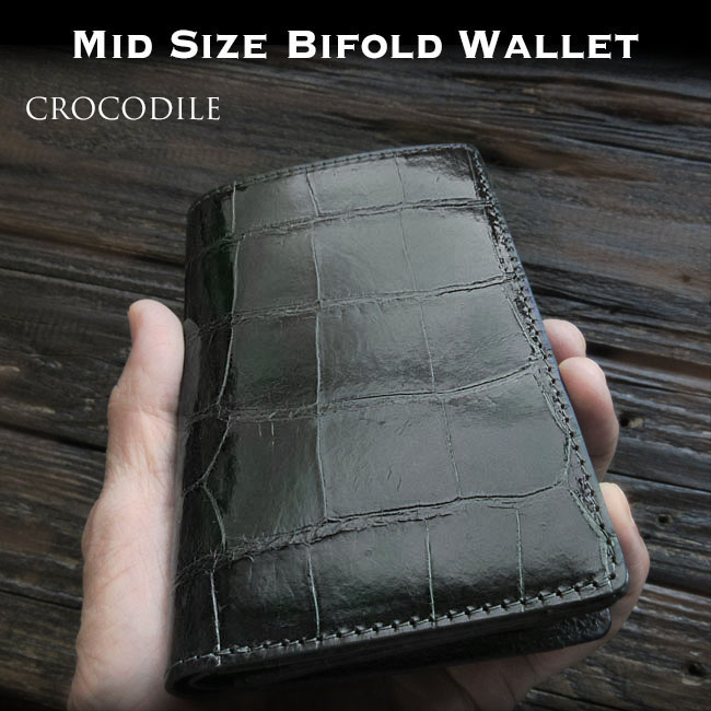 クロコダイル 二つ折り財布 ミドルウォレット ハーフウォレット 鰐革