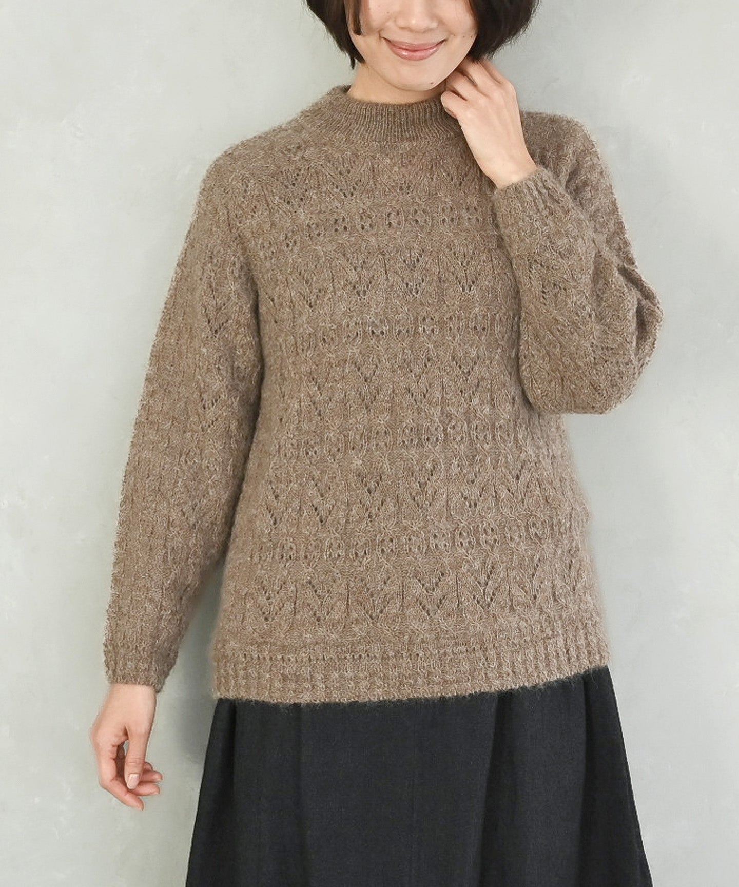 キッドモヘヤ×ウール×アルパカ〉模様編みプルオーバー (mue910) – WOOL