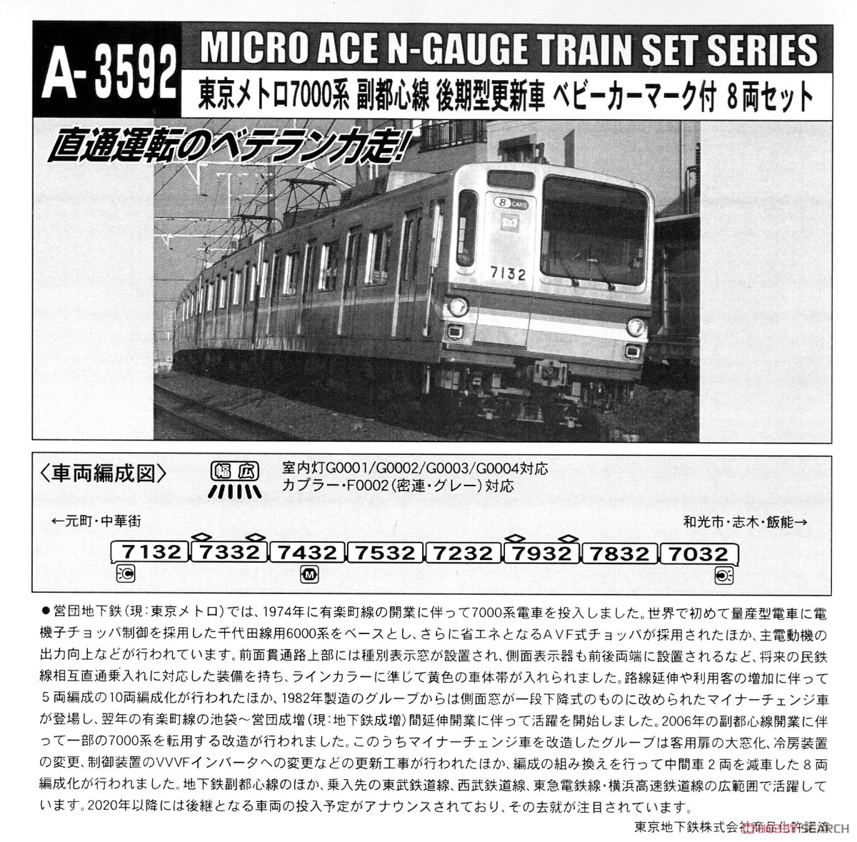 東京メトロ 7000系 副都心線 後期型更新車 ベビーカーマーク付 8両