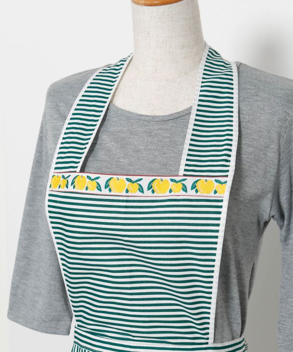 Fromイタリア】ストライプエプロン(GREEN): 『欧州航路』