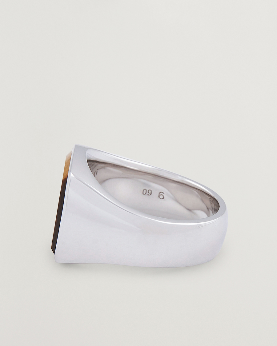 Tom Wood Cushion Tiger Eye Ring Silver at CareOfCarl.com