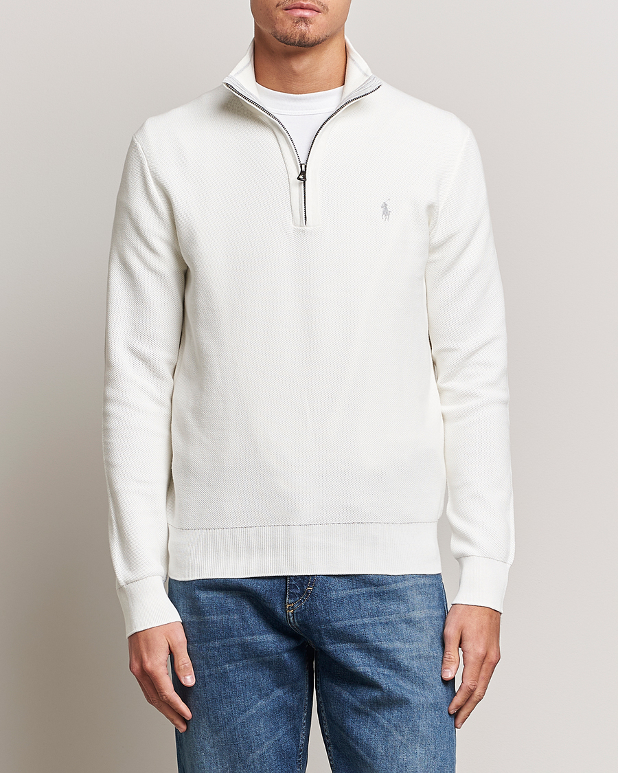 Polo Ralph Lauren Textured Half-Zip Deckwash White at CareOfCarl.com