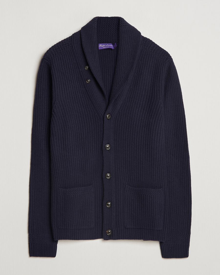 Ralph Lauren Purple Label Cashmere Shawl Cardigan Navy at