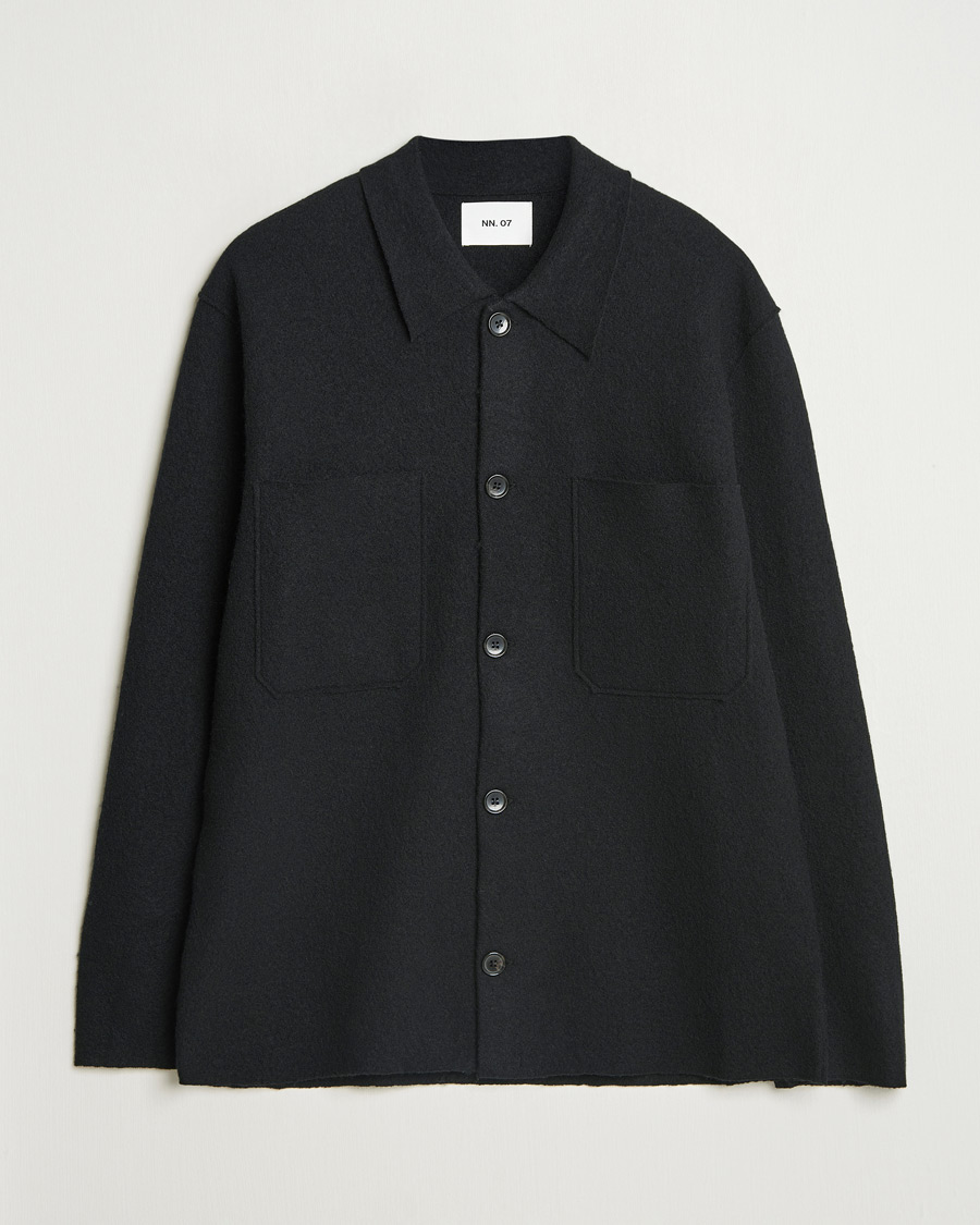 NN07 Jonas Boiled Wool Cardigan Black at CareOfCarl.com