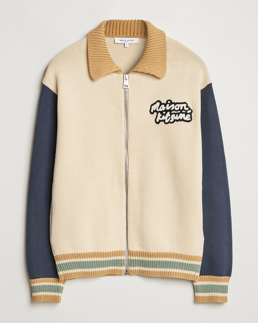 Maison Kitsuné Knitted College Varsity Jacket Rich Vanilla at