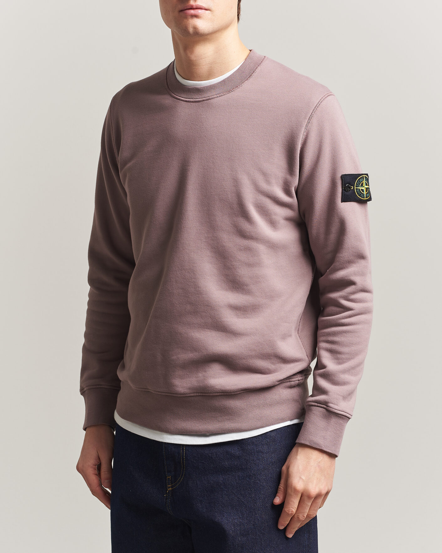 Stone Island Garment Dyed Fleece Sweatshirt Purple Grey at