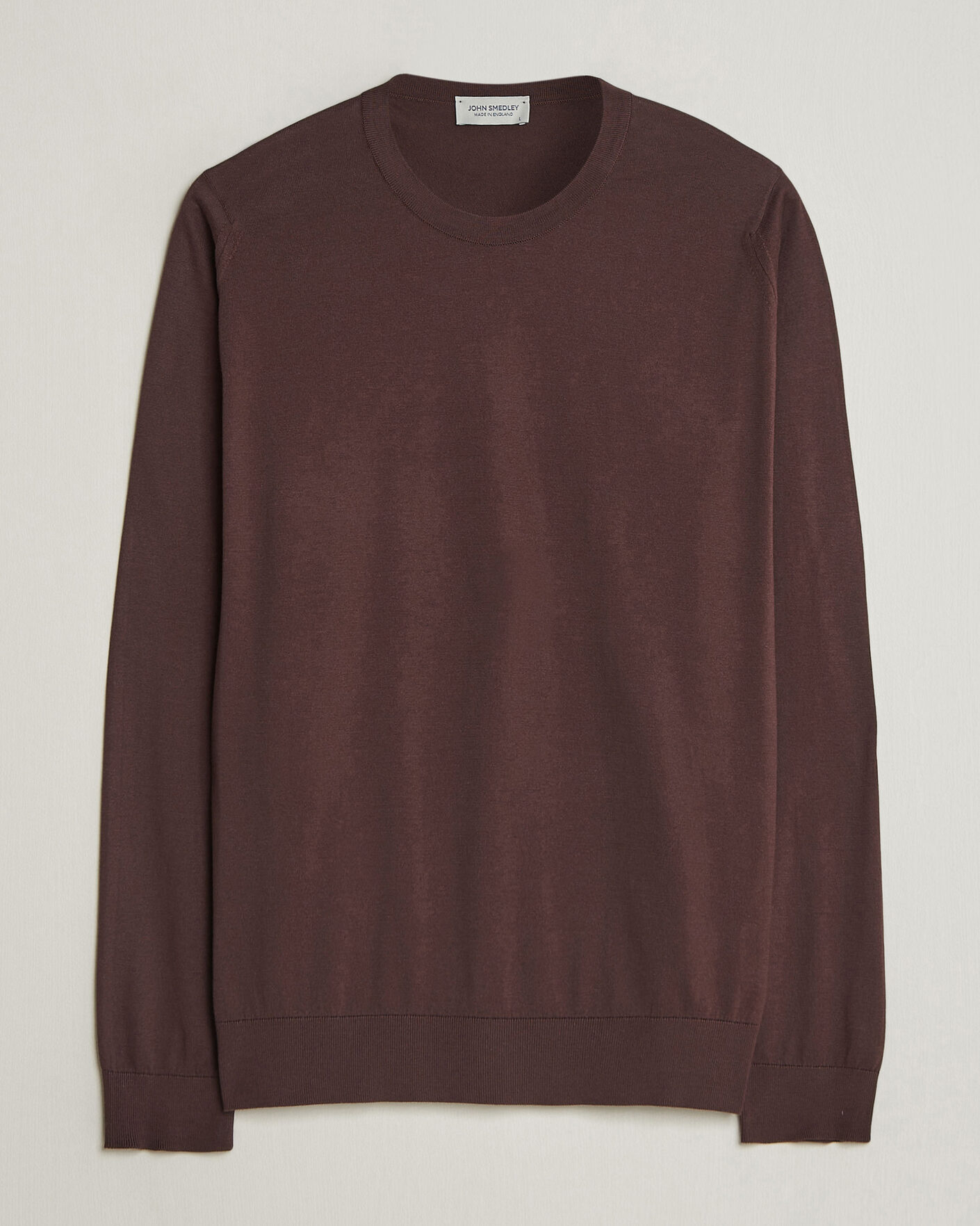 John Smedley Rowland Sea Island Crew Neck Pullover Raisin Brown at