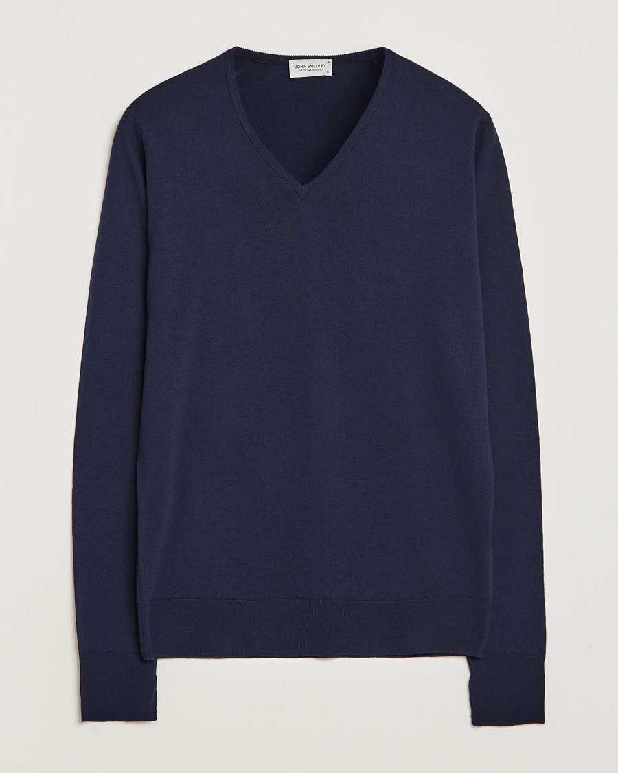 Jil Sander Contrast Trim V-Neck Sweater Navy at CareOfCarl.com