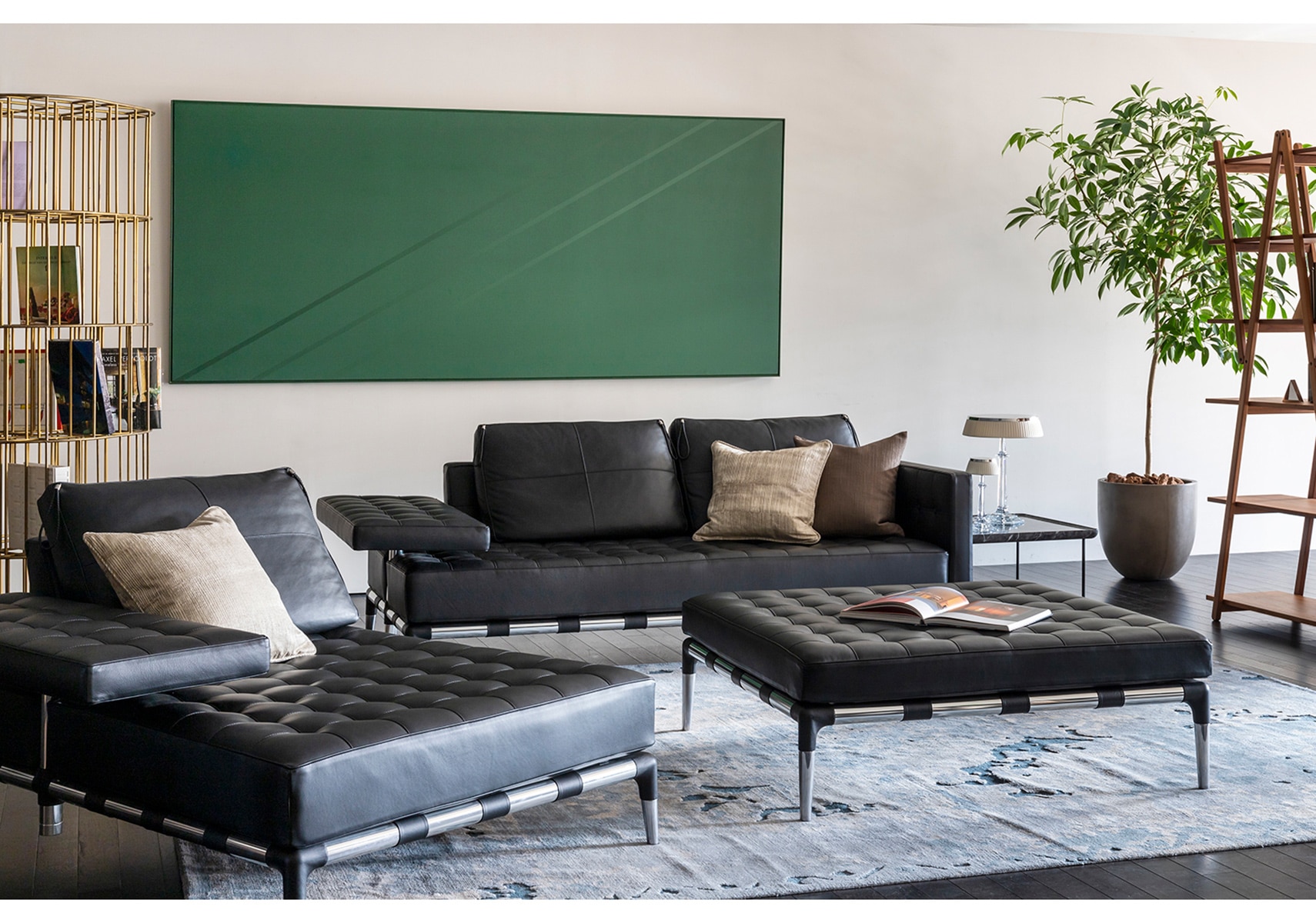 Cassina（カッシーナ）241-22 PRIVE 1人掛ロングシート 黒革（13X606