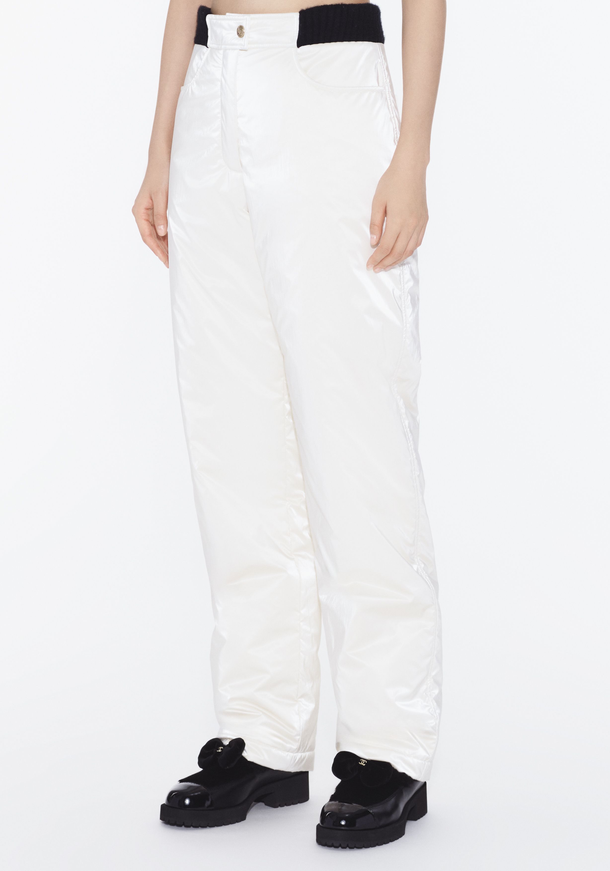 パンツ - ミックス ファイバー、ホワイト & ブラック — ファッション