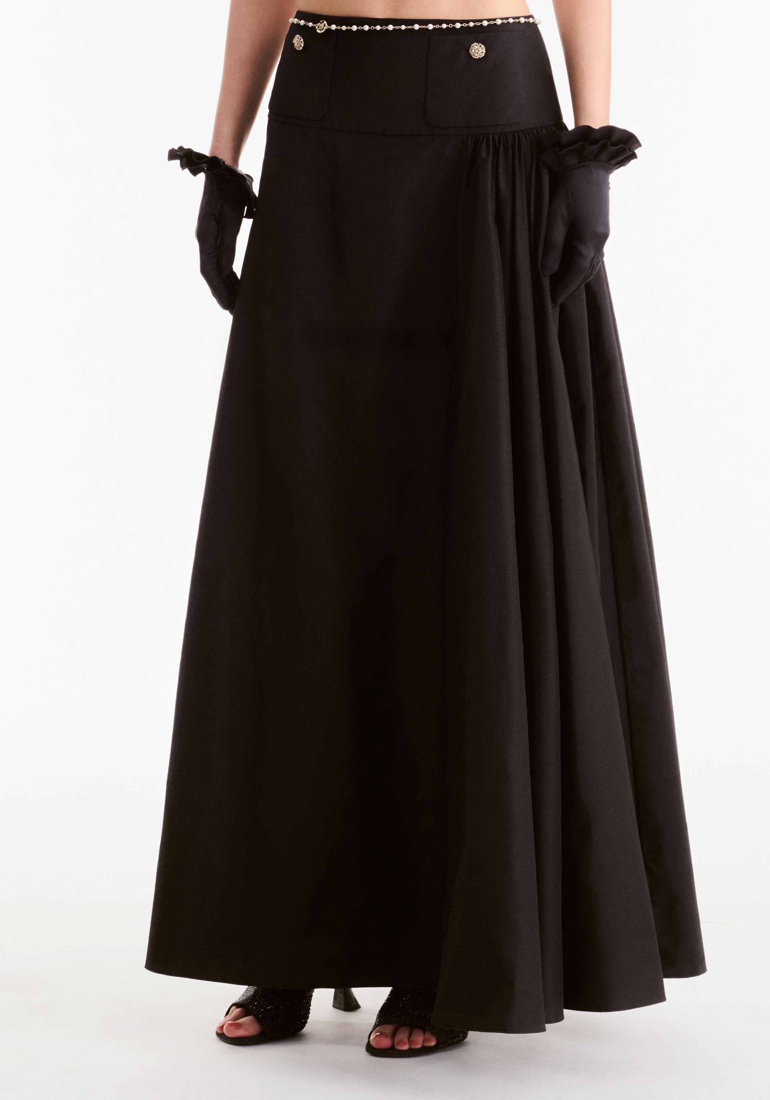 ロング スカート - シルク タフタ、ブラック — ファッション | CHANEL
