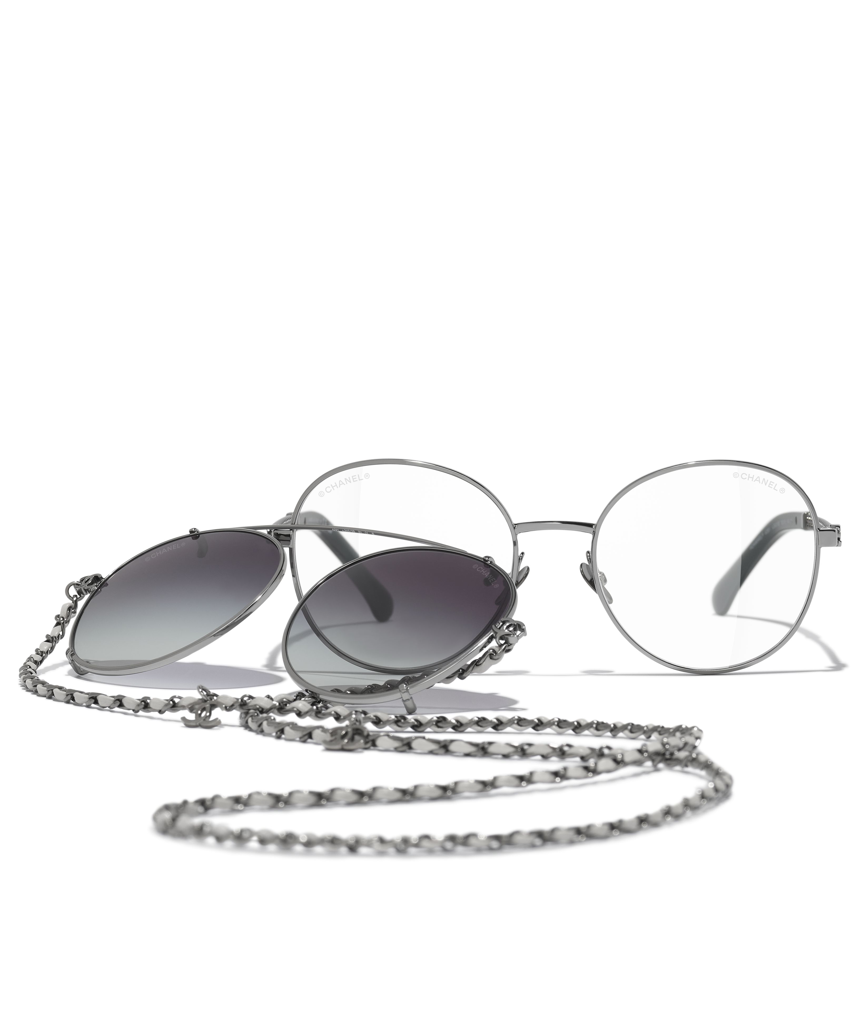 CHANEL サングラス: パイロット シェイプ サングラス, メタル & カーフ