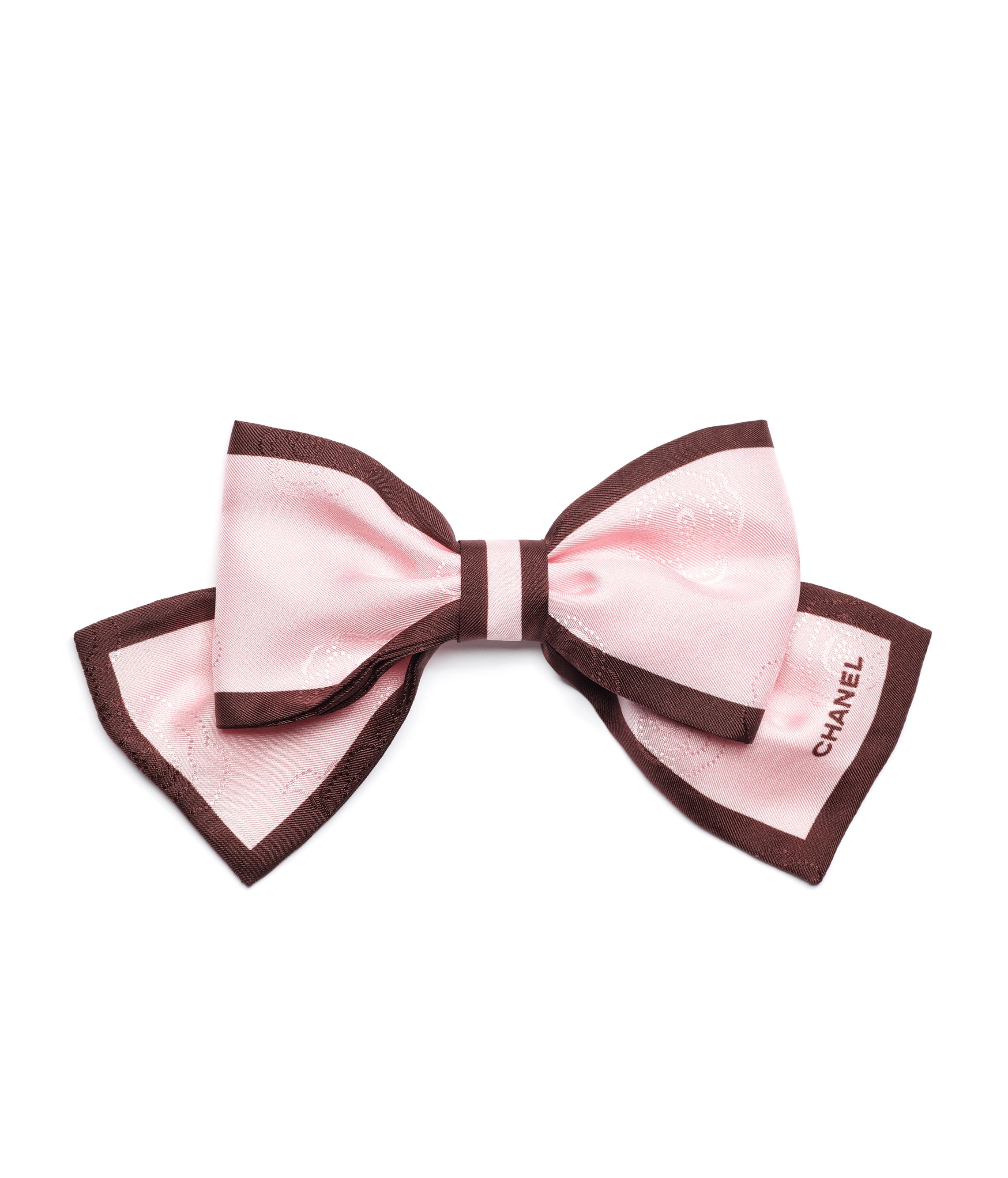 ボウ バレッタ - シルク ジャカード、エクリュ & ブラック