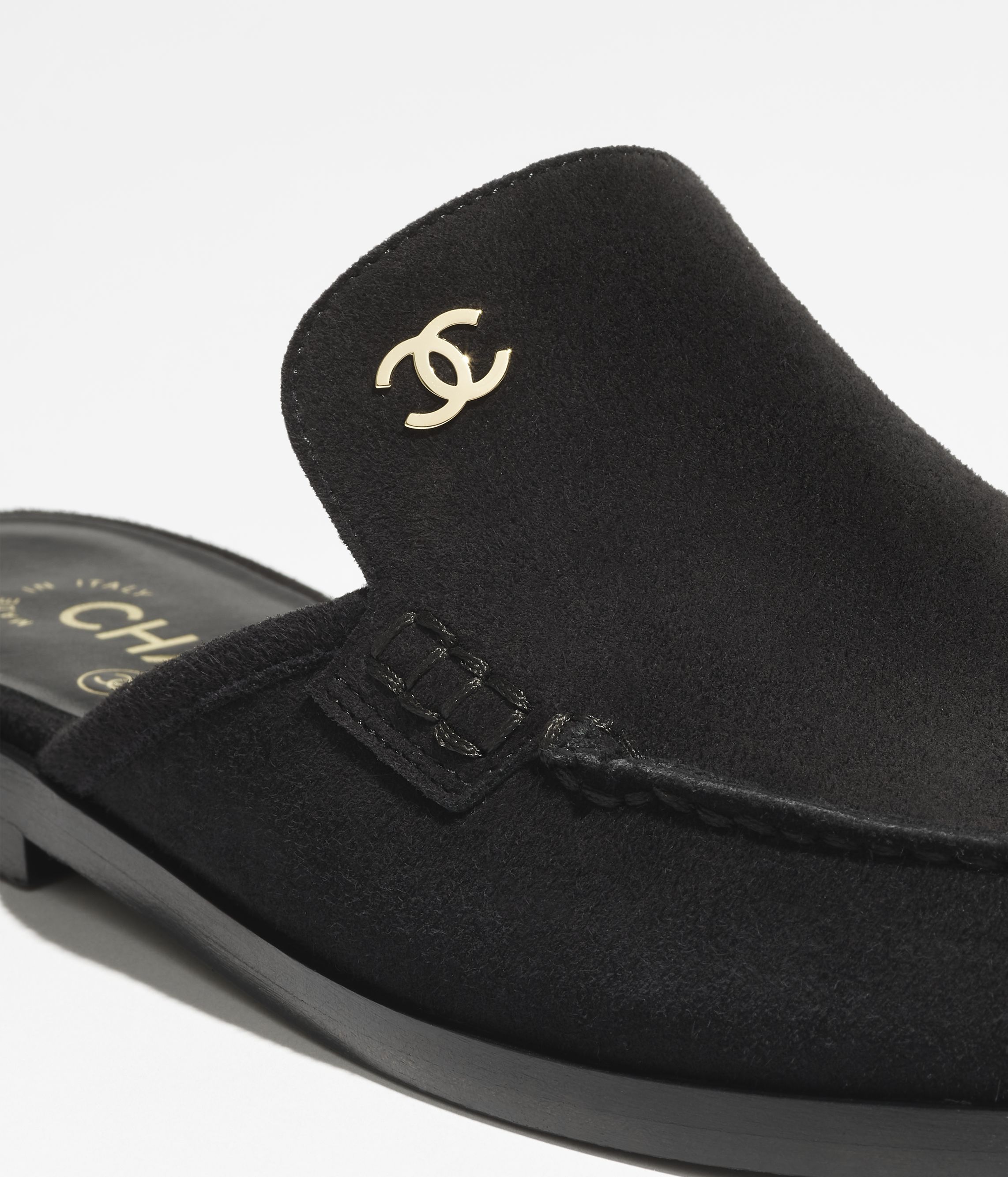 ミュール - スウェード カーフスキン、ブラック — ファッション