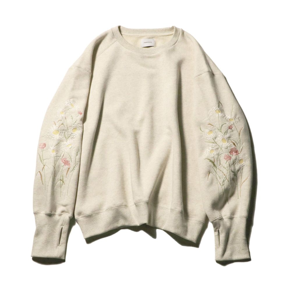 superNova. - 【ラスト1点-サイズM】 Embroidery crew sweat - Oatmeal
