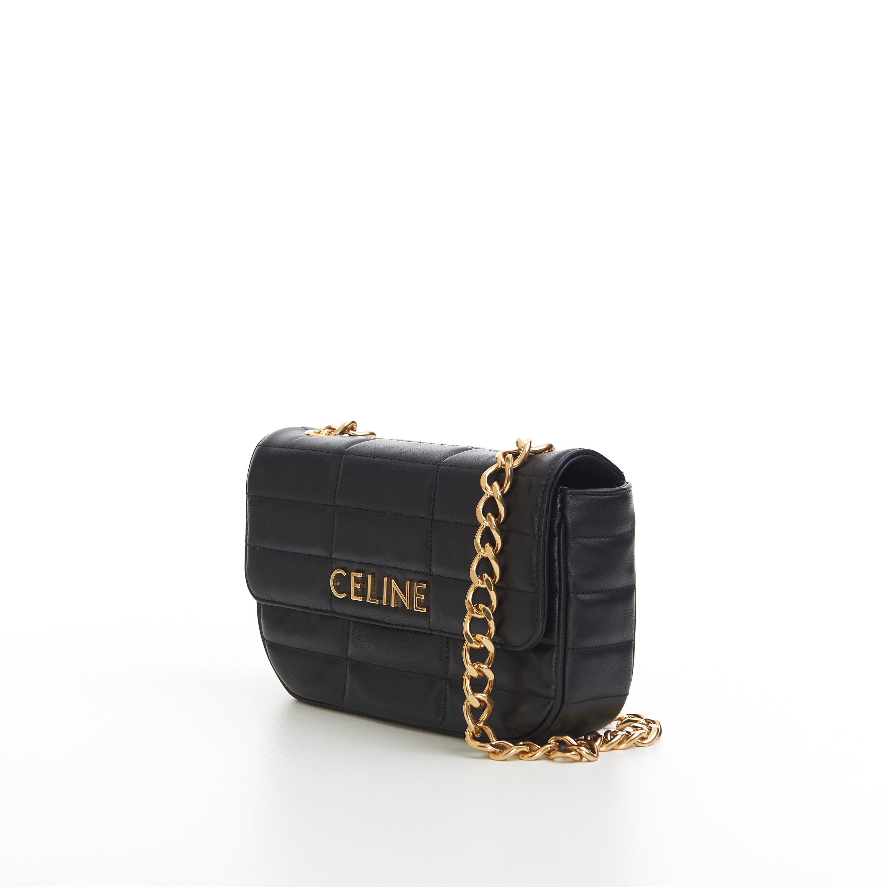 Chain Shoulder Bag Matelasse Monochrome Celine In Black Quilted