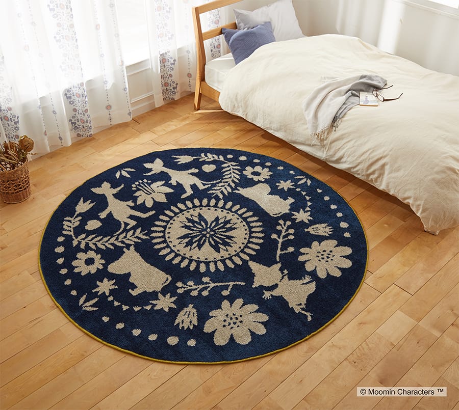 ラグ MOOMIN ムーミン フォークラインラグ 185cm円形｜フロアタイル